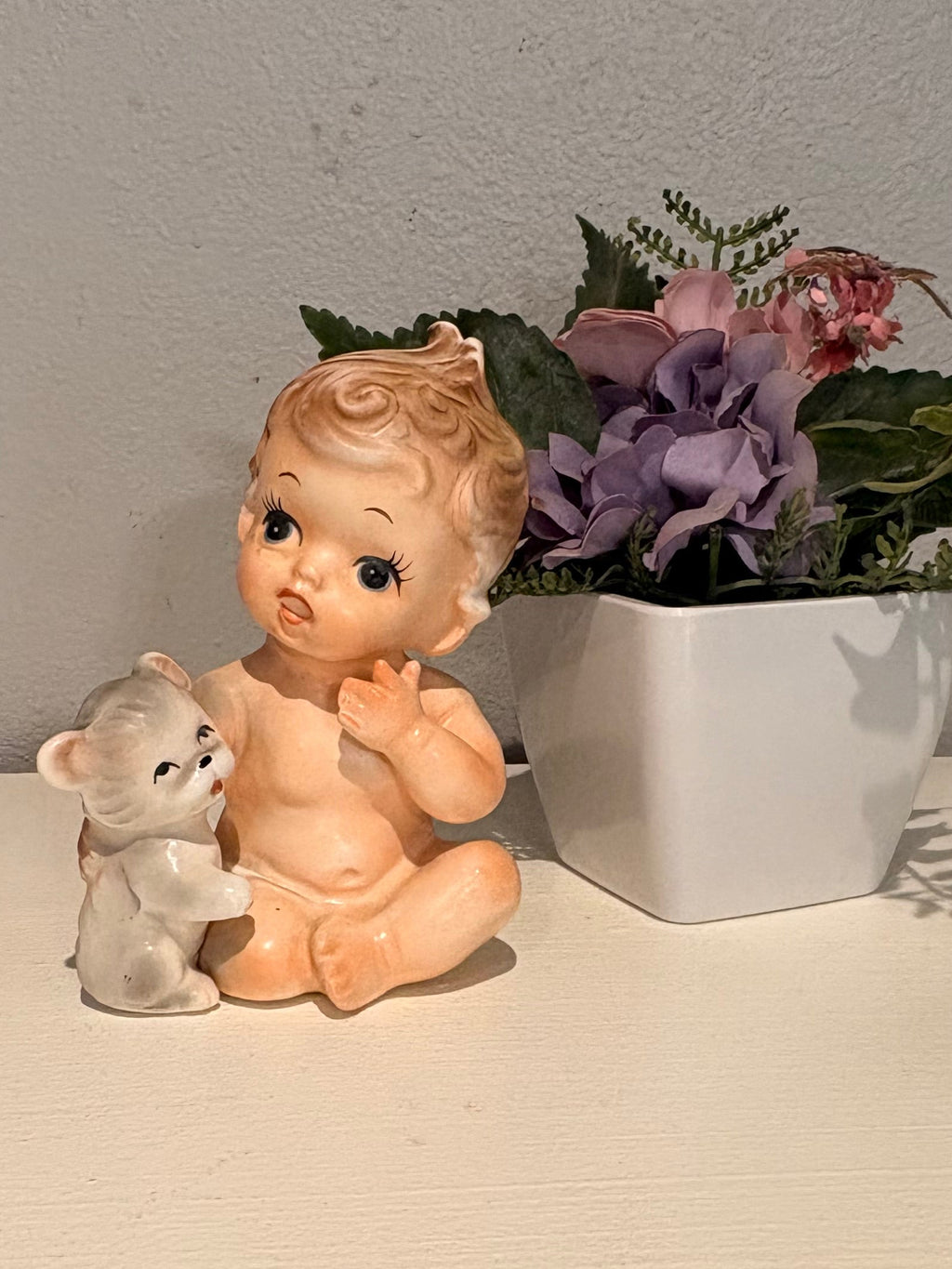 Vintage Baby & Kitten Figurine