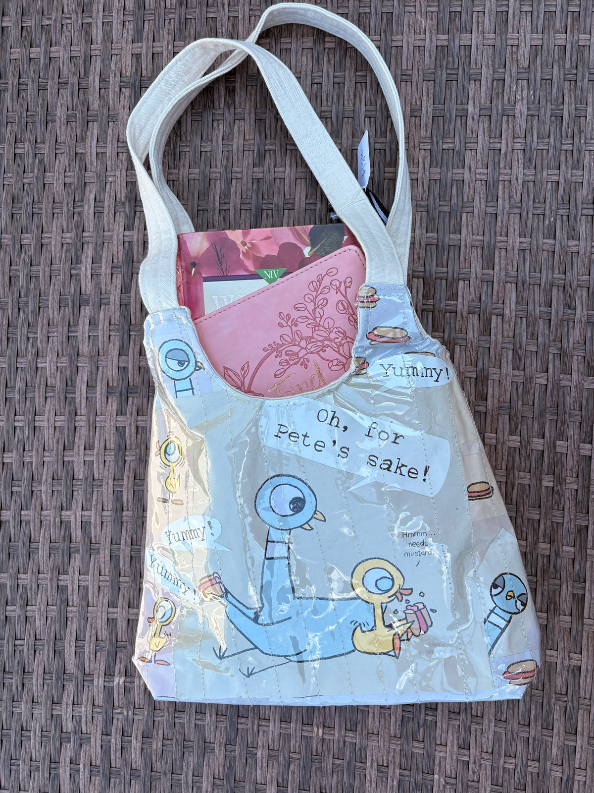 "The Pigeon Finds a Hot Dog" Tote Bag