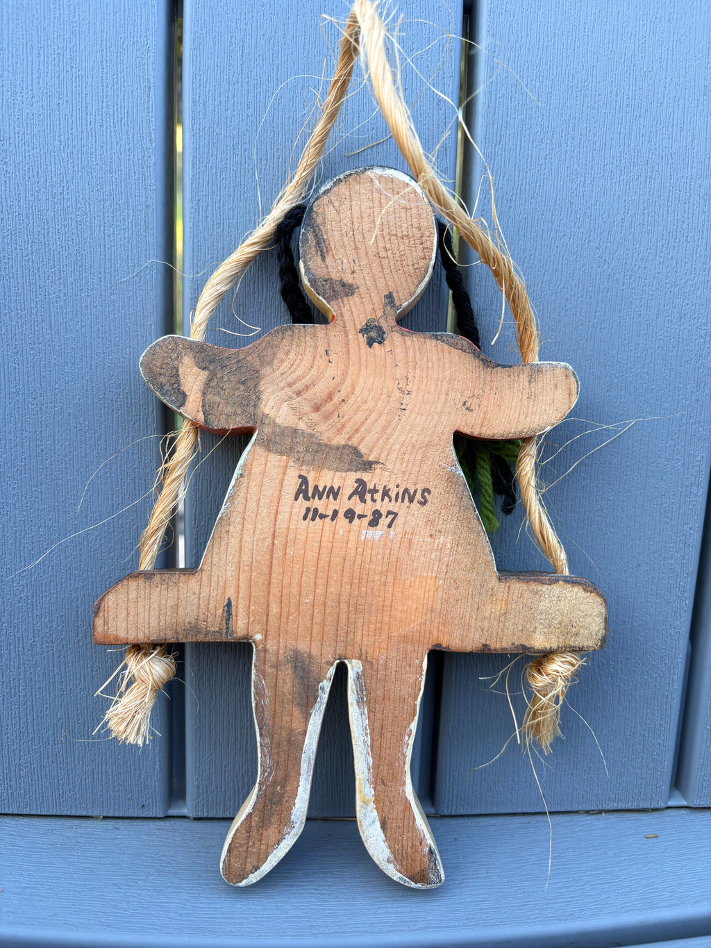 Vintage Wooden Girl on Swing