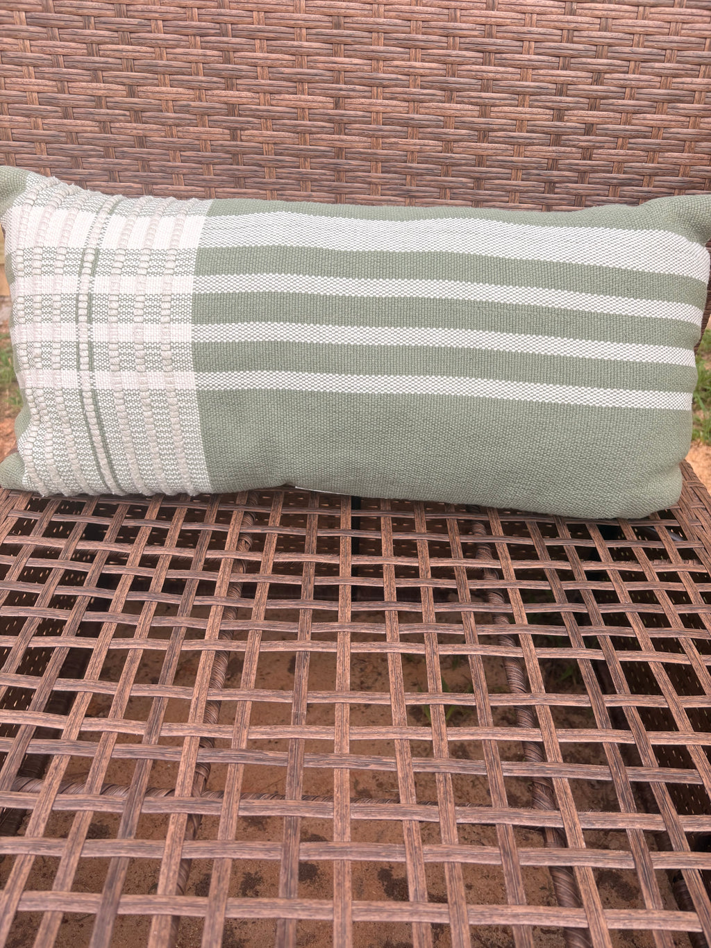 Green and Cream Throw Pillow