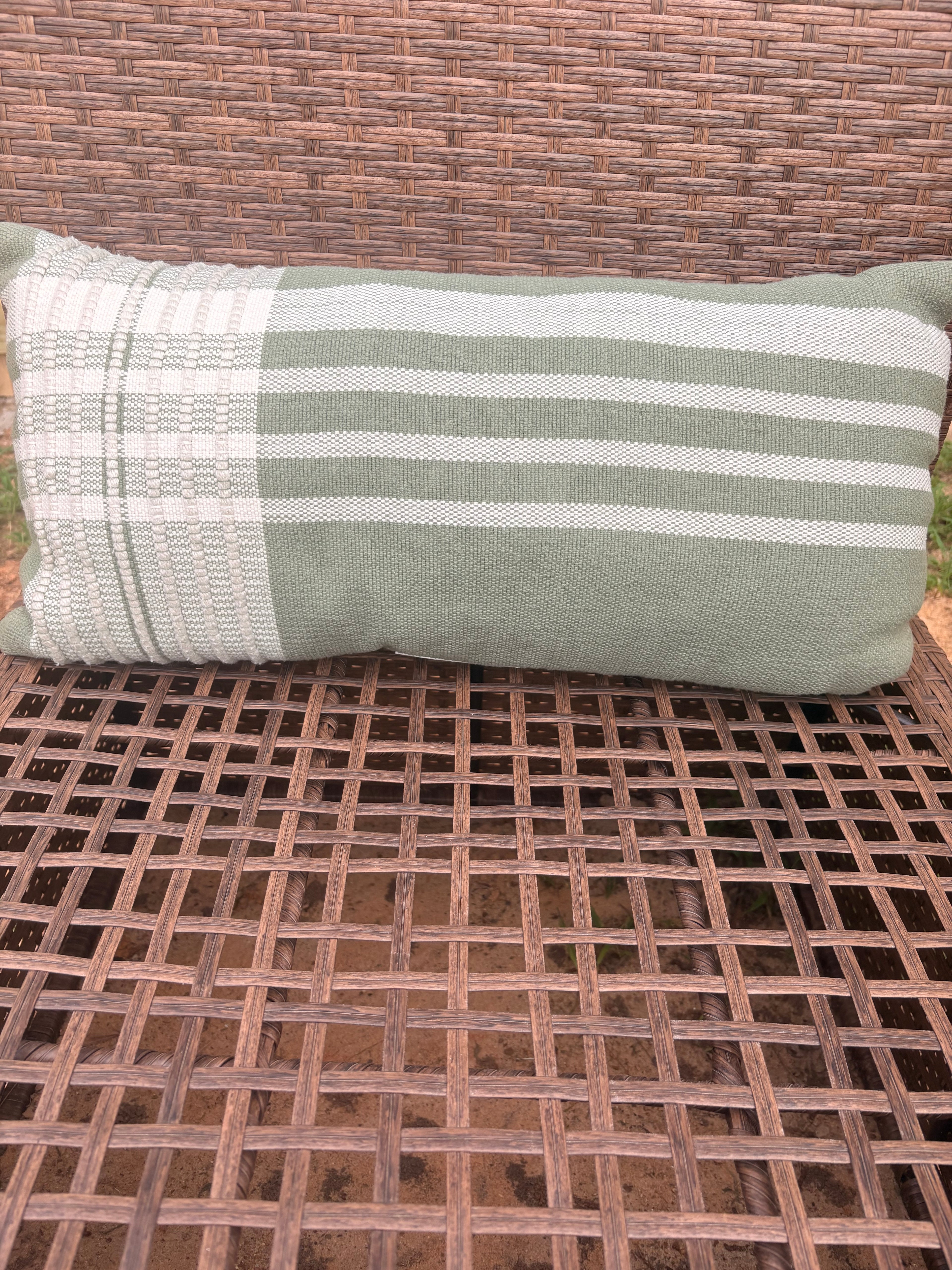 Green and Cream Throw Pillow