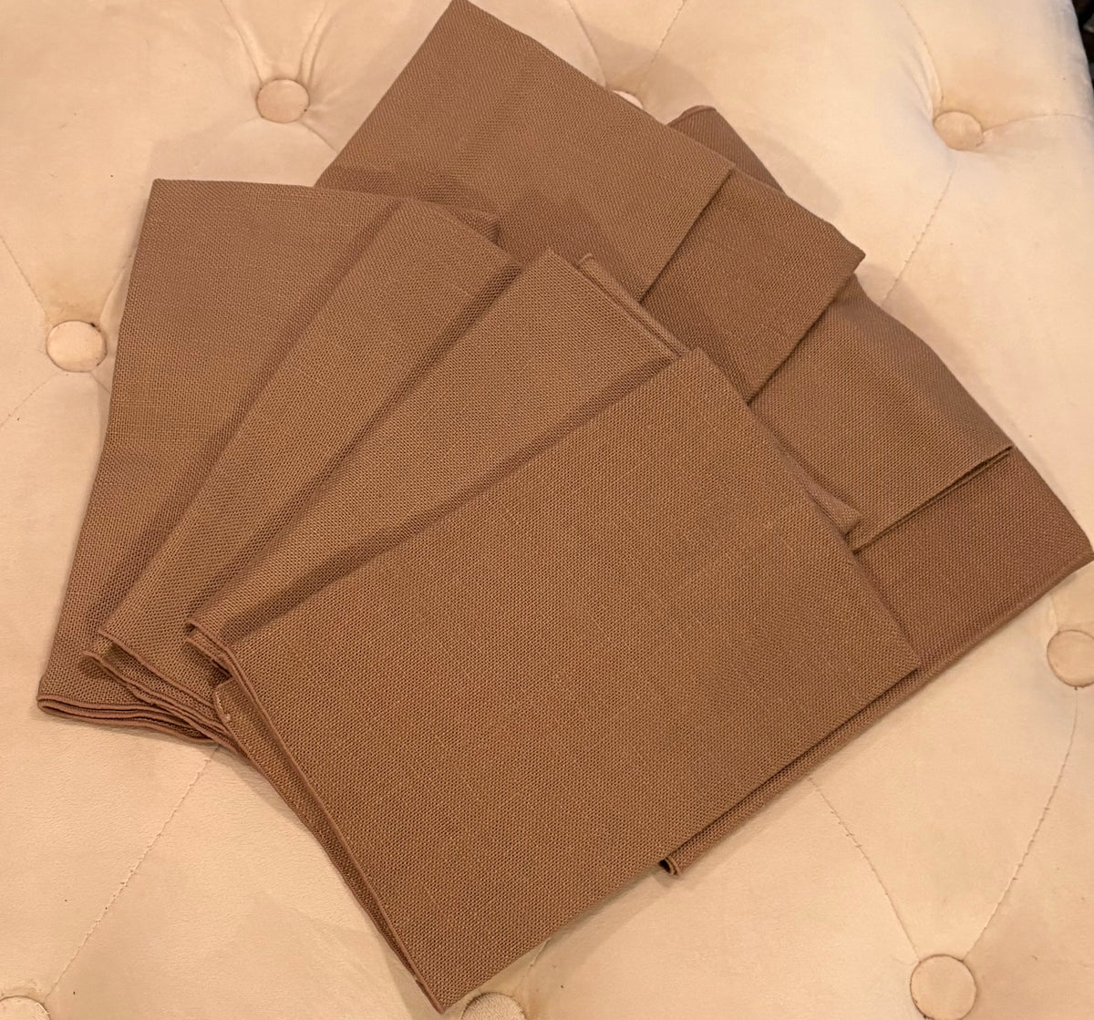 Vintage Mocha Cloth Napkins, Set of 8