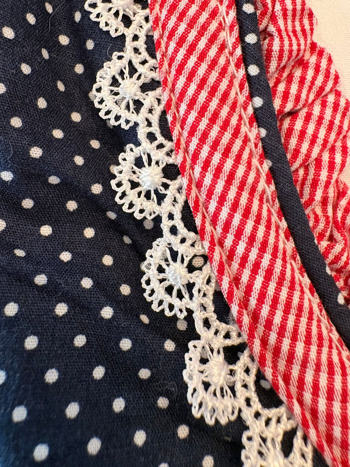 Vintage Hiziti German Dirndl Dress — Blue with White Polka Dots