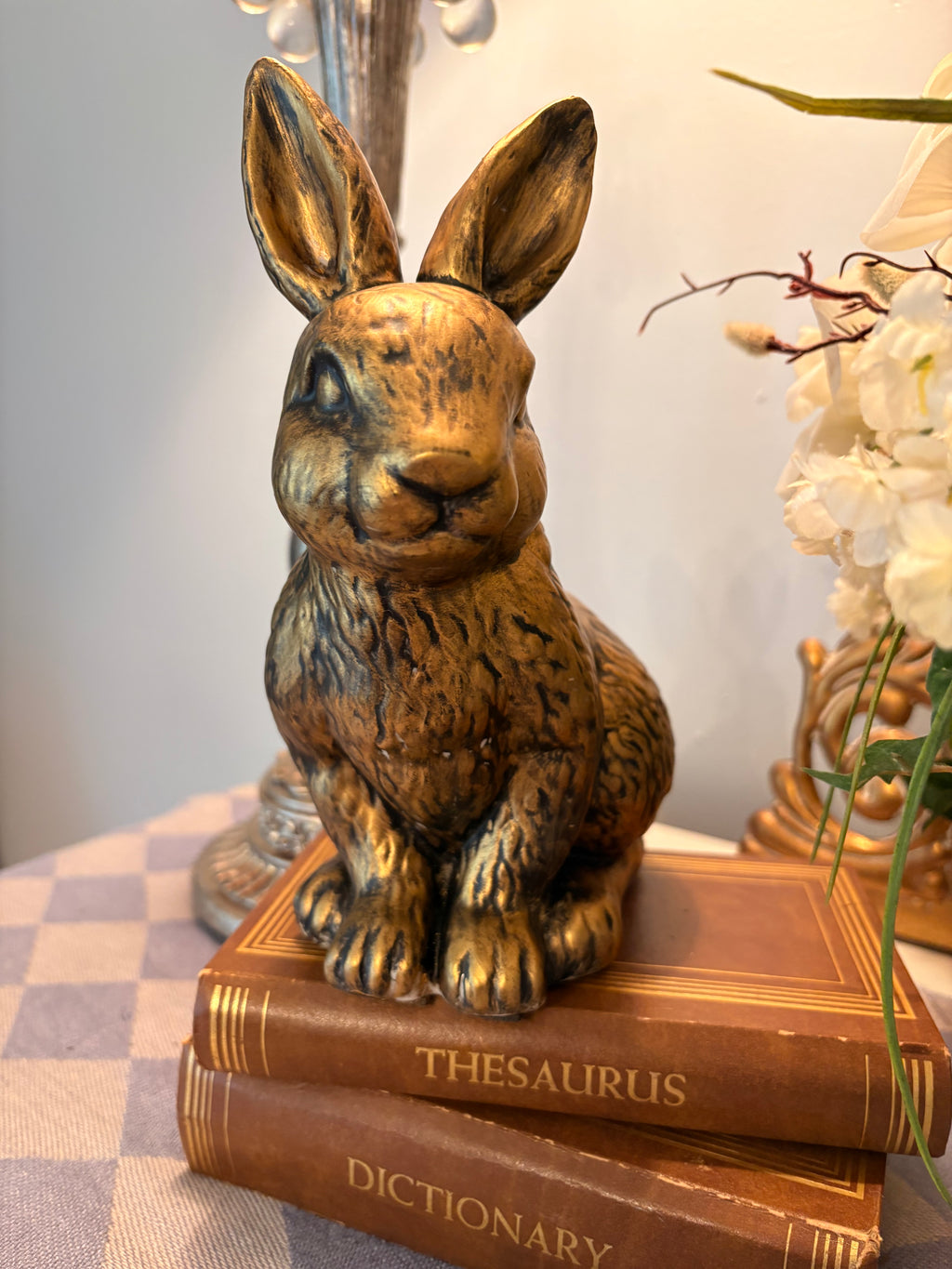 Vintage Bunny Figurine with Antique Gold Makeover