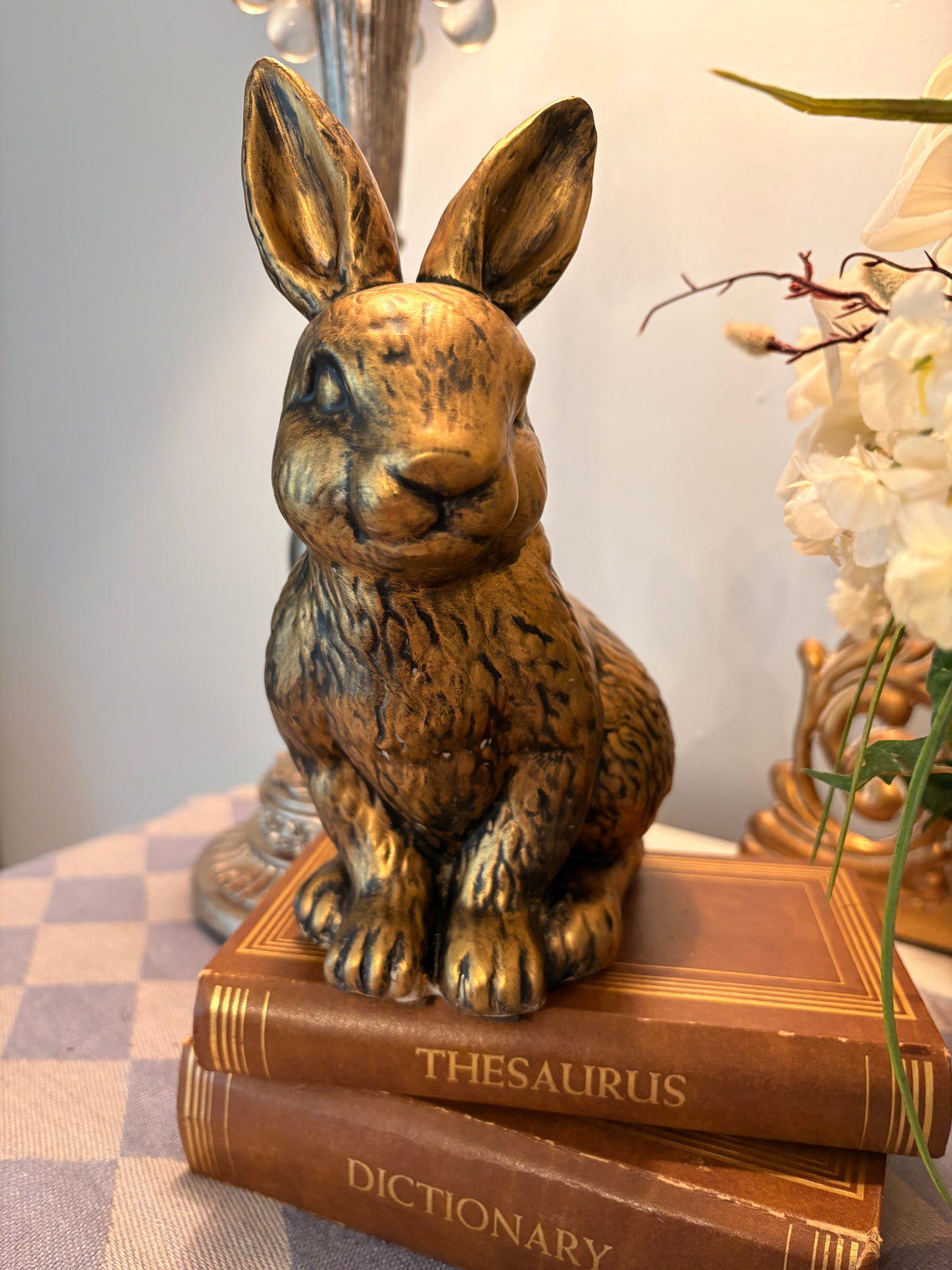 Vintage Bunny Figurine with Antique Gold Makeover