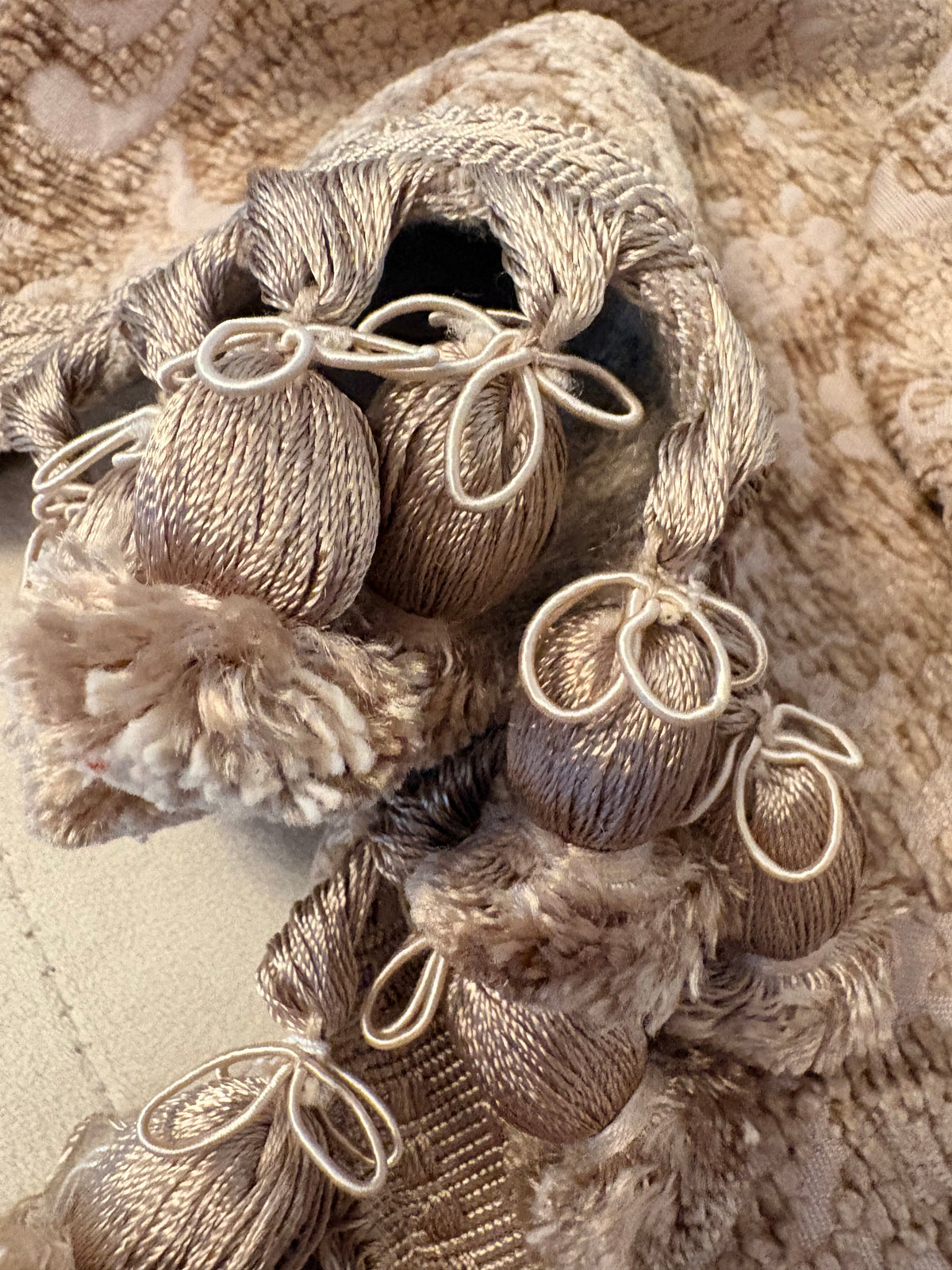 Chenille Damask Taupe Throw
