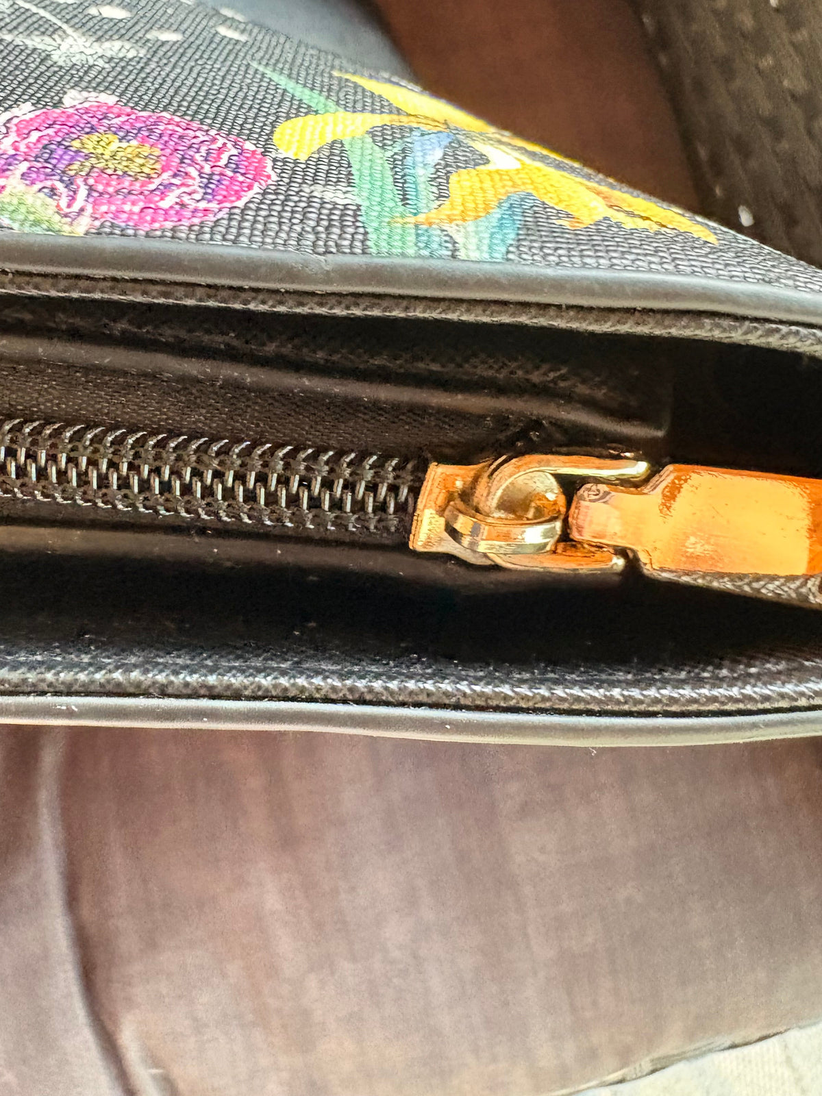 Elim and Paul Black & Floral Print Purse