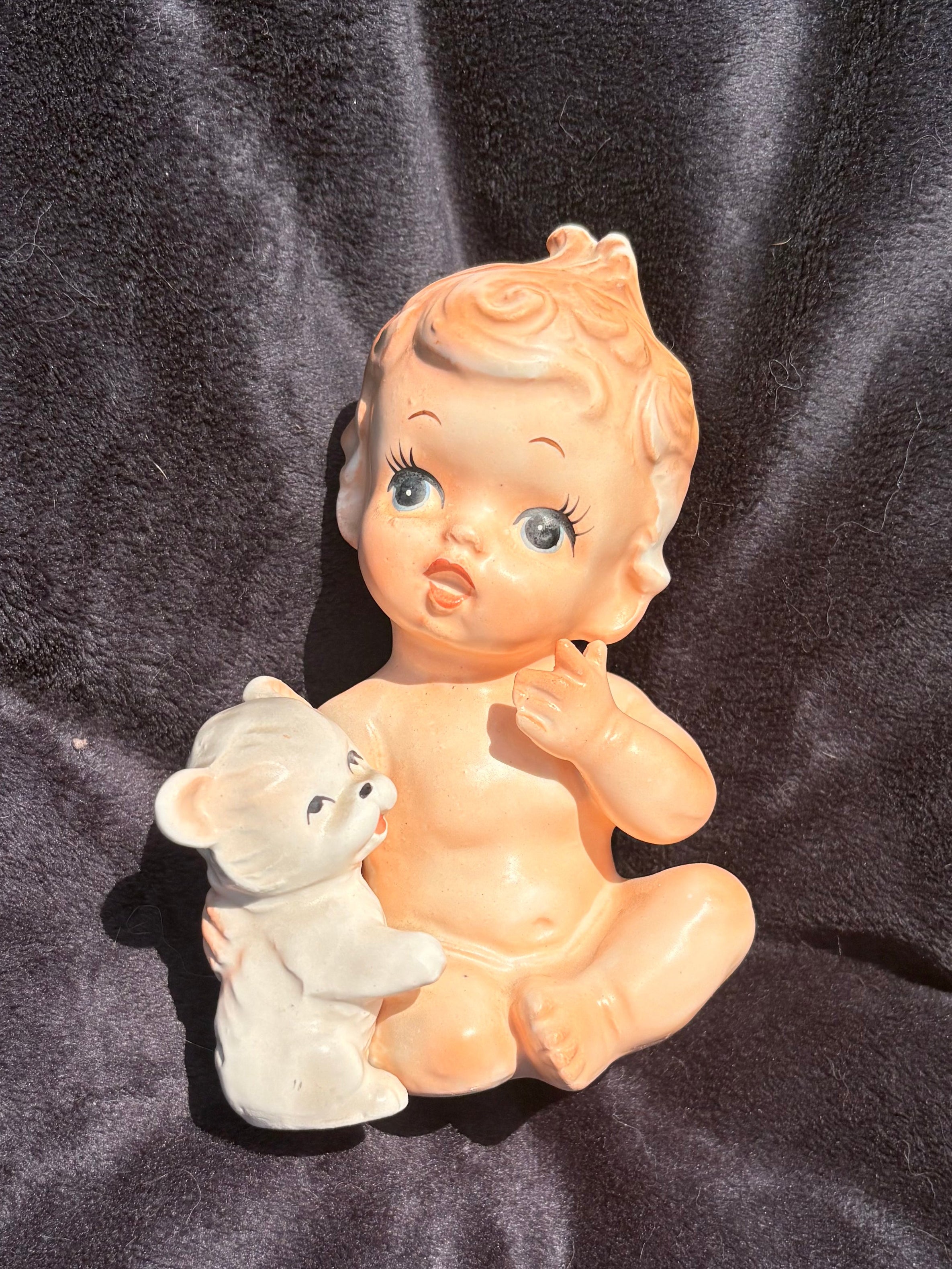 Vintage Baby & Kitten Figurine