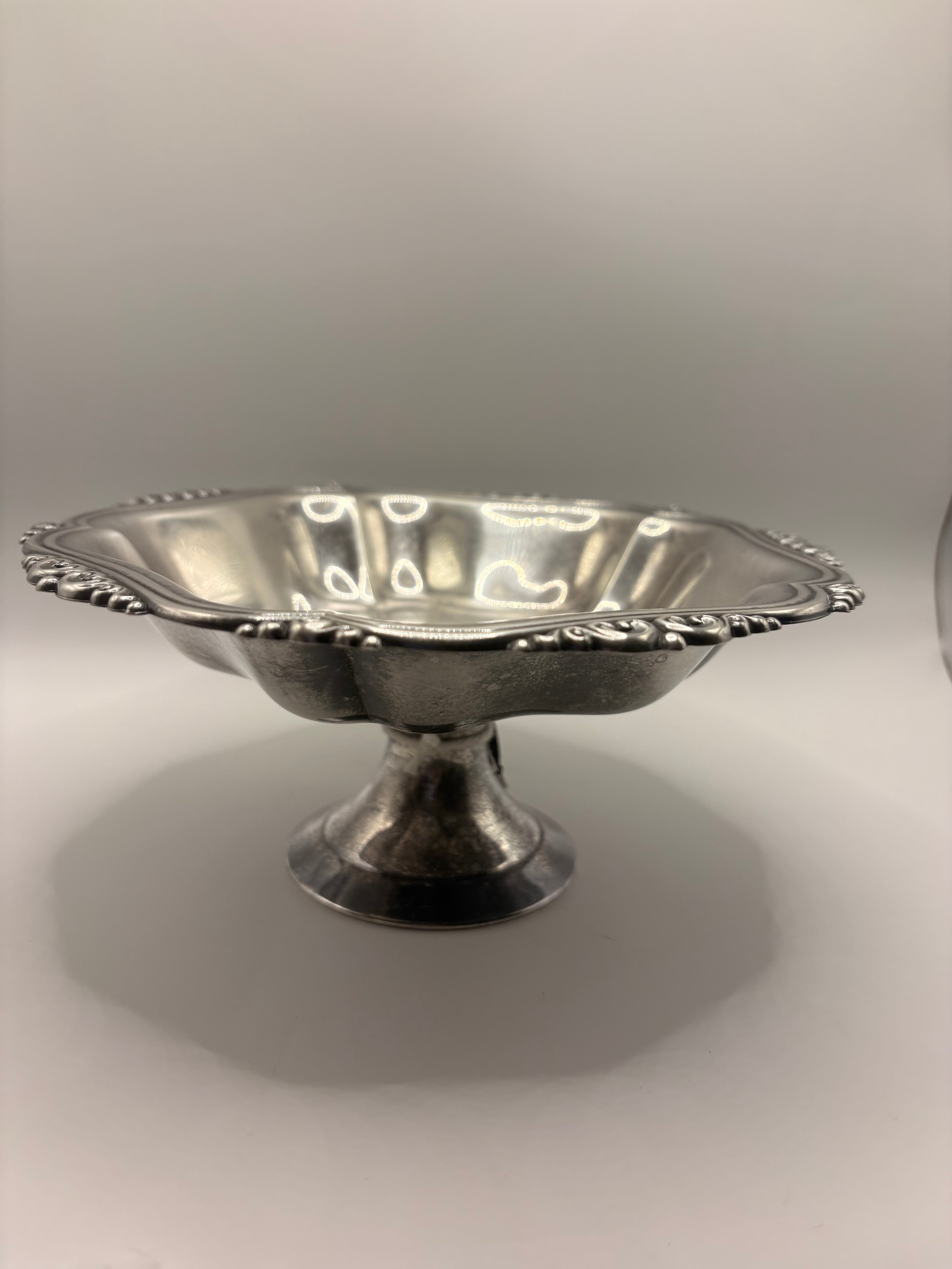 Silver Plated Pedestal Bowl — Vintage Serving Centerpiece