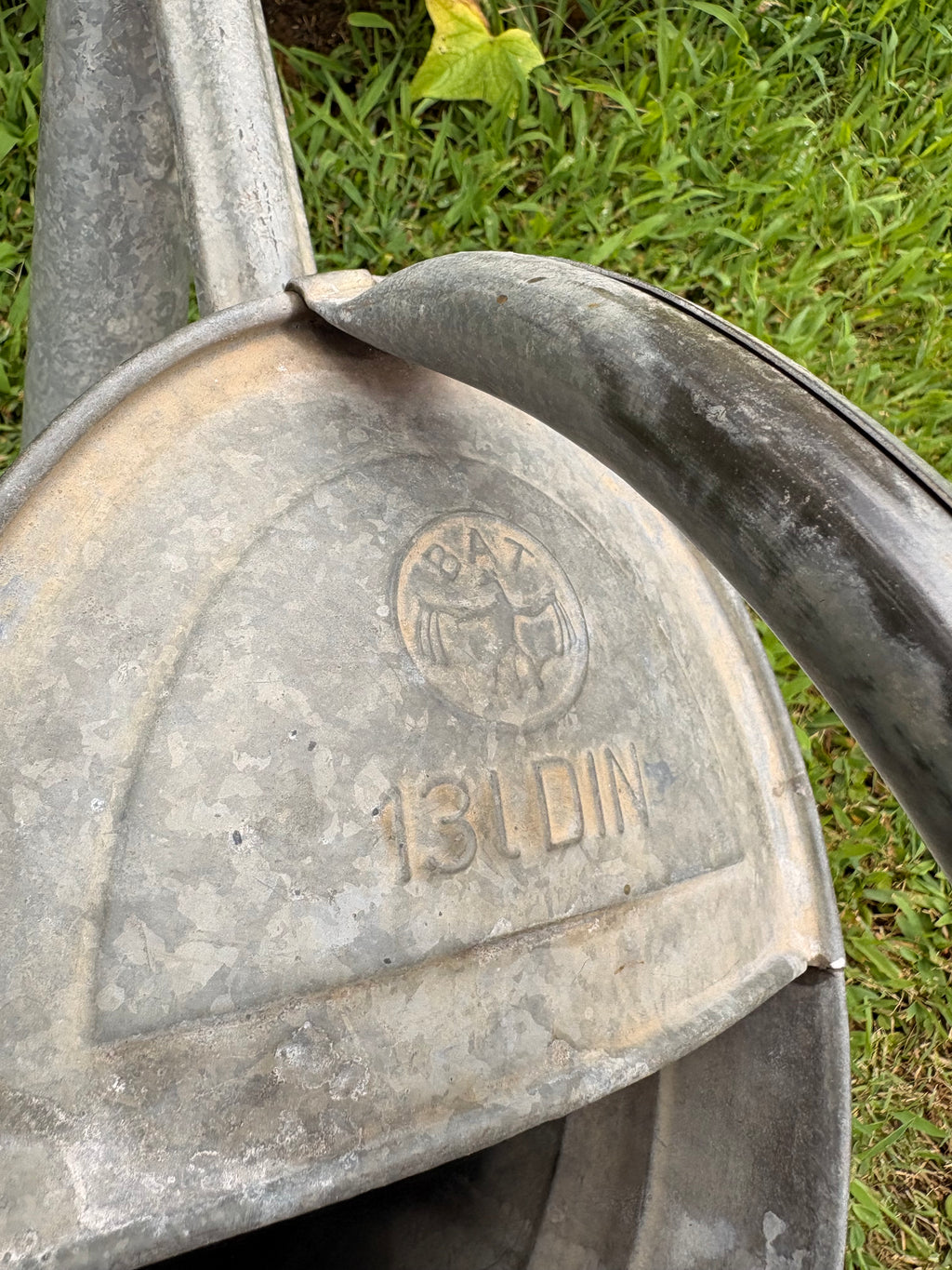 Vintage German Bat Galvanized Watering Can — 13 Liter