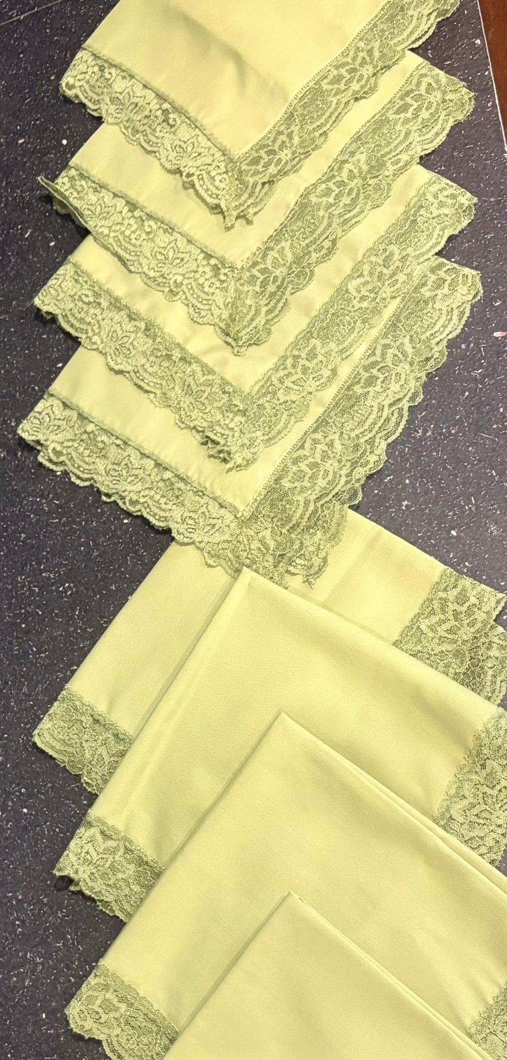 Olive Green 1970s Dinner Napkins — Set of 8