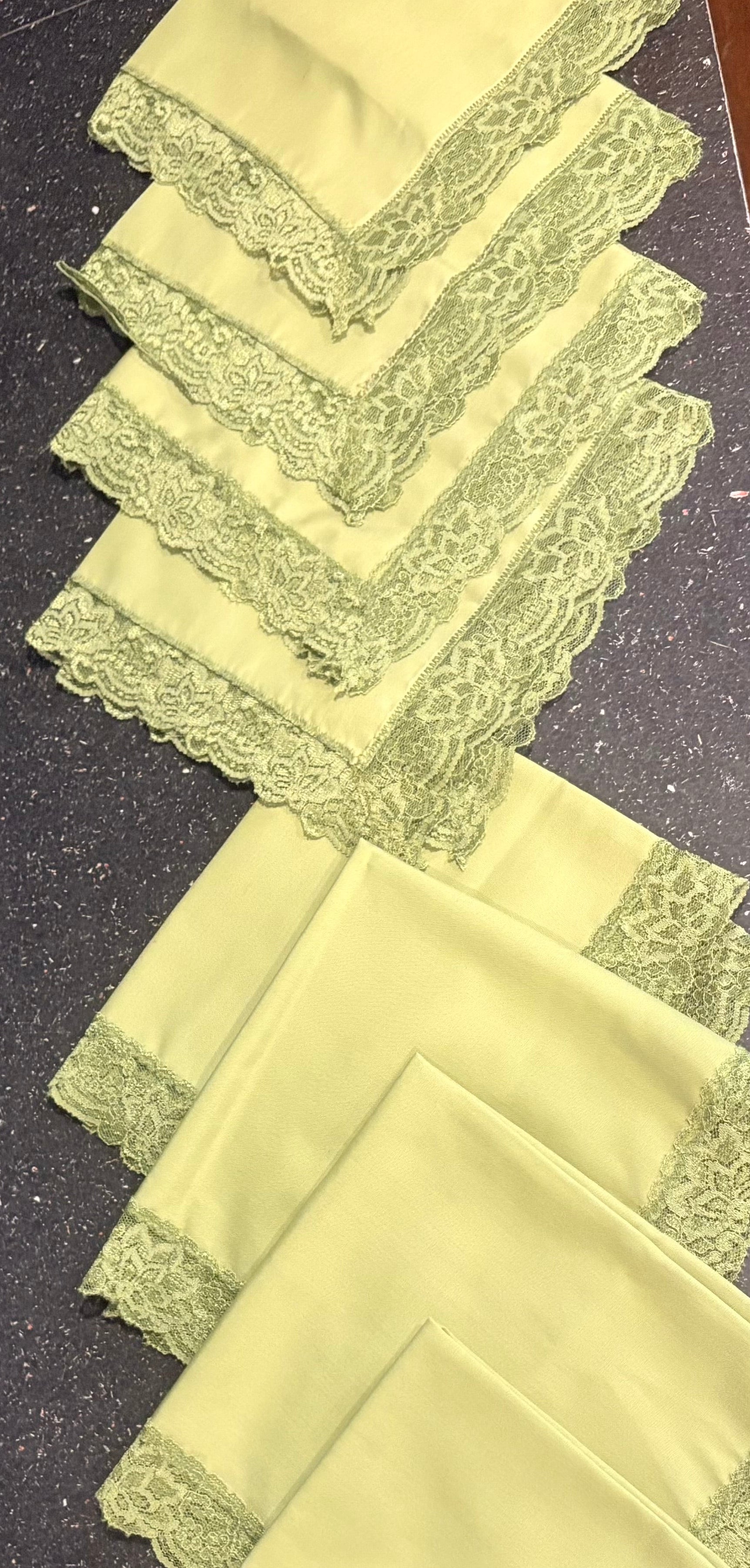 Olive Green 1970s Dinner Napkins — Set of 8