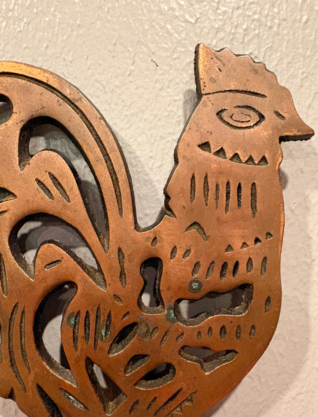 Cast Iron Rooster Trivet with Copper Finish