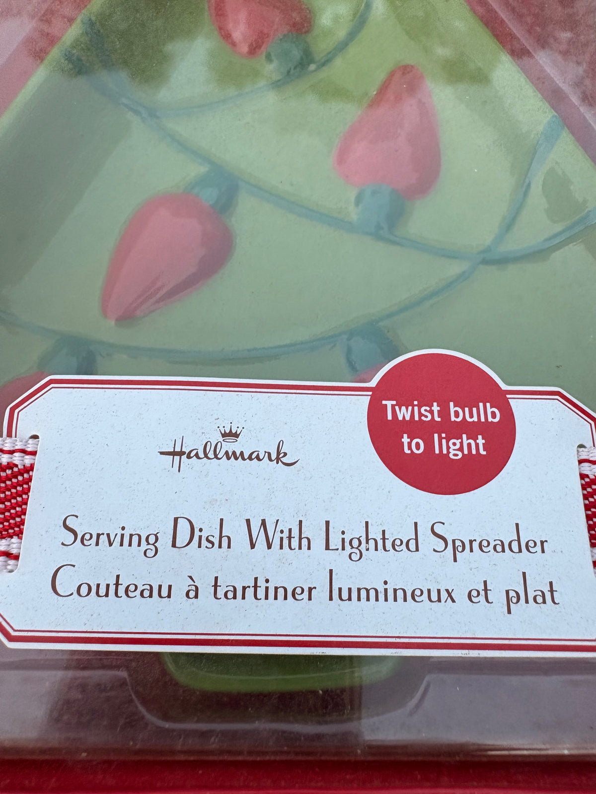 Hallmark Tree Serving Dish with Lighted Bulb Spreader