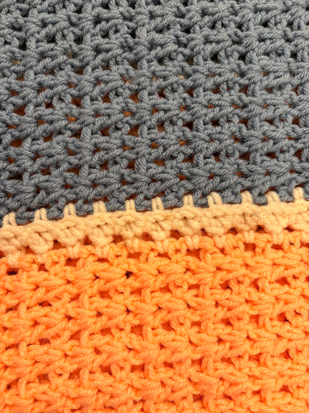 Vintage Pink and Blue Crochet Blanket