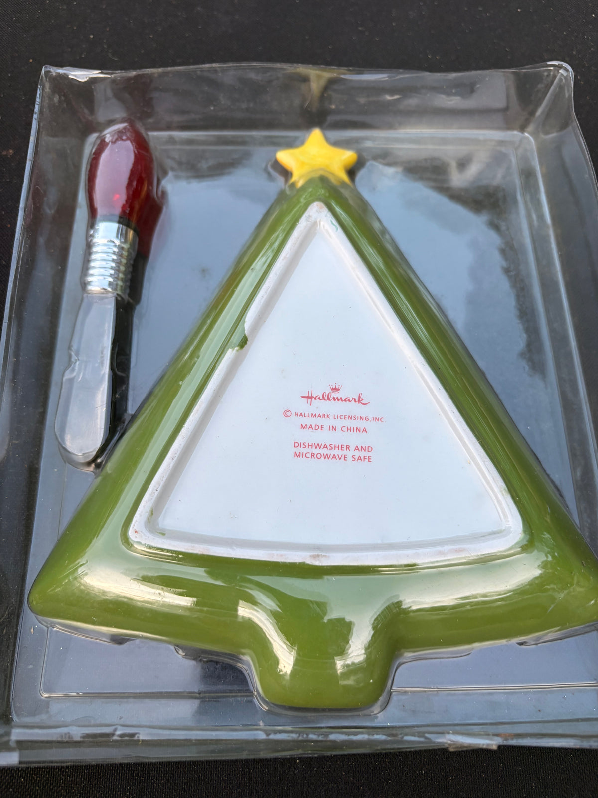 Hallmark Tree Serving Dish with Lighted Bulb Spreader