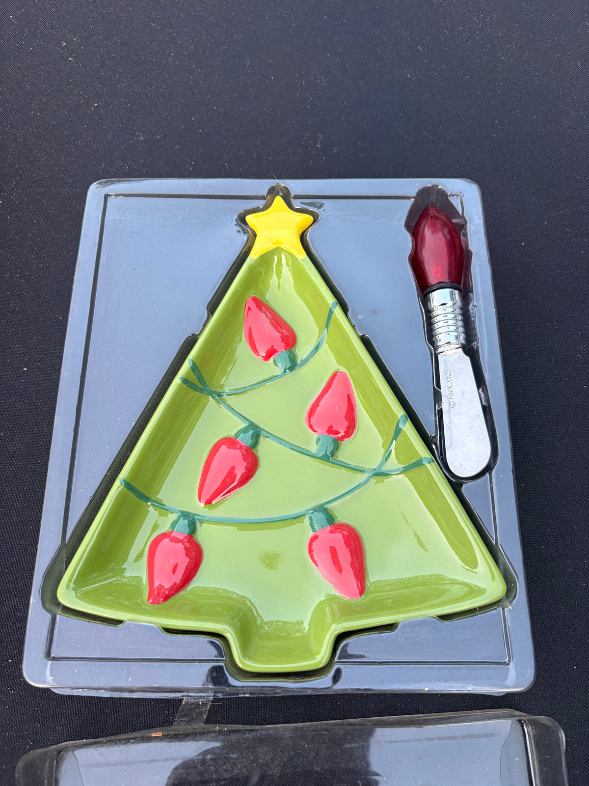 Hallmark Tree Serving Dish with Lighted Bulb Spreader