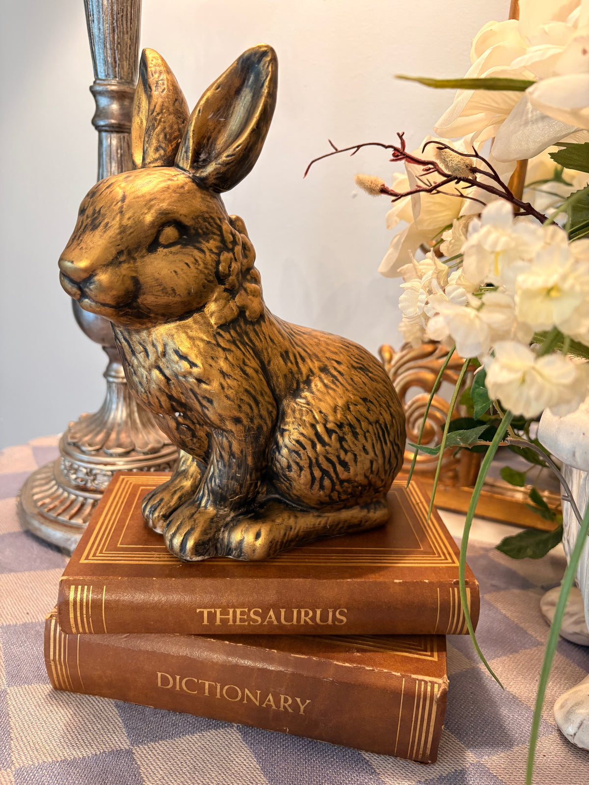 Vintage Bunny Figurine with Antique Gold Makeover
