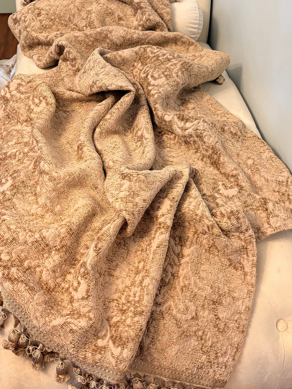 Chenille Damask Taupe Throw