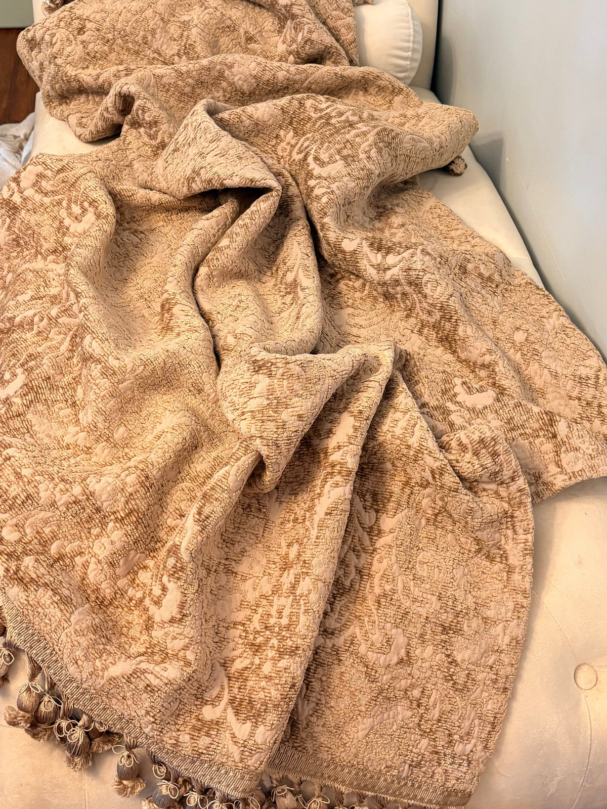 Chenille Damask Taupe Throw