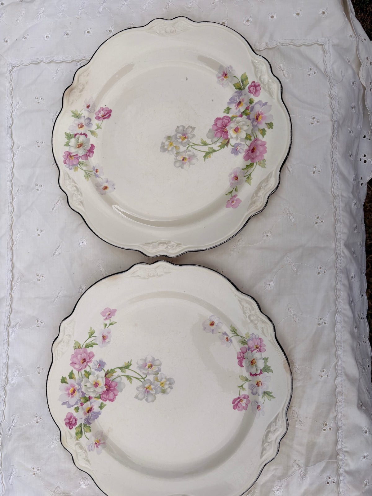 Homer Laughlin Virginia Rose Dinner Plates, Set of 3