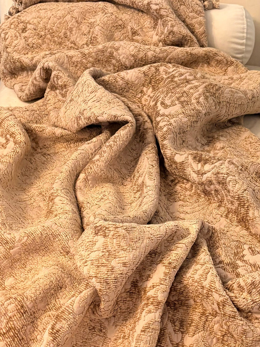 Chenille Damask Taupe Throw