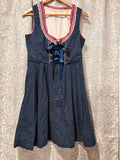 Vintage Hiziti German Dirndl Dress — Blue with White Polka Dots