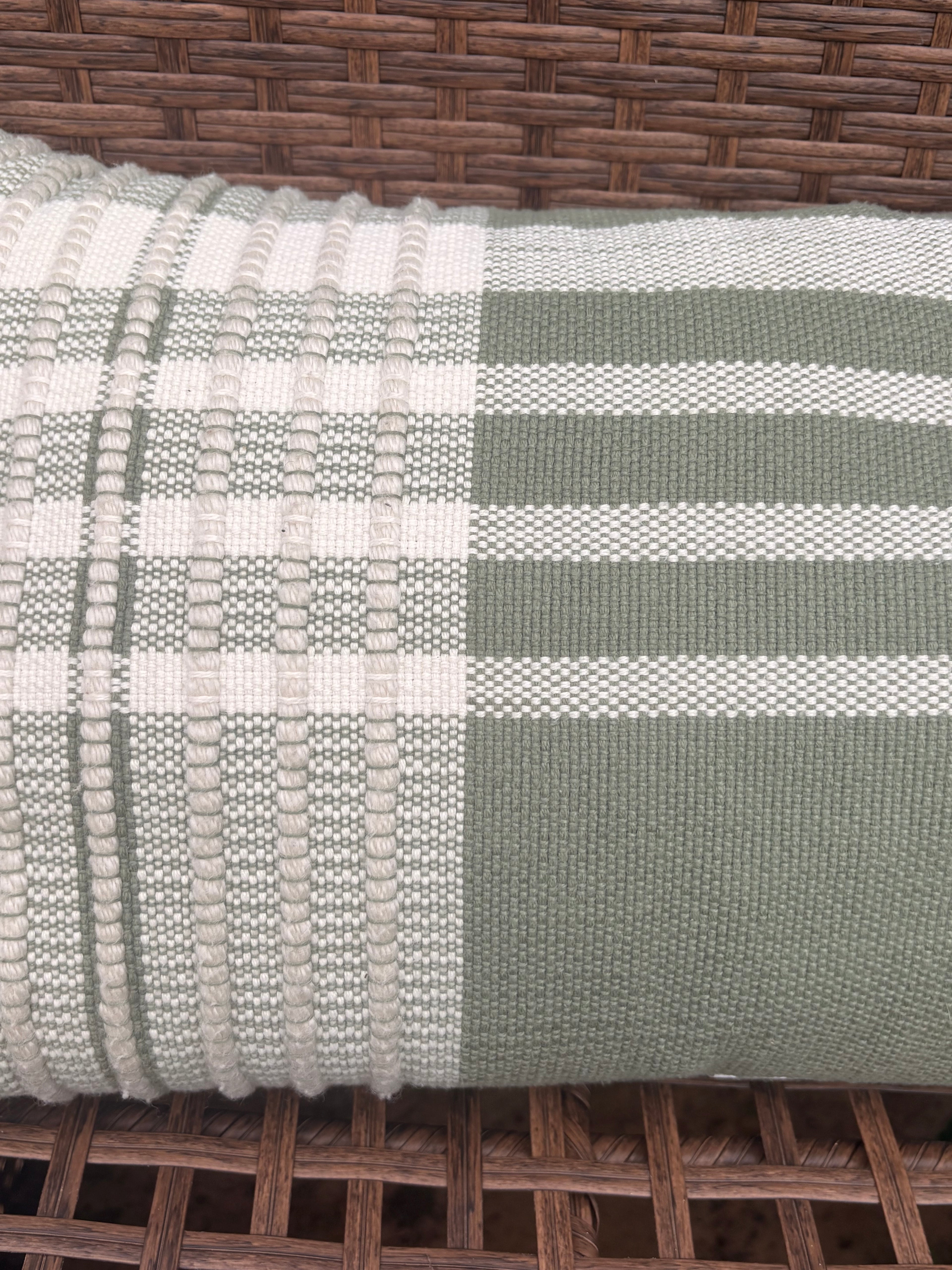 Green and Cream Throw Pillow