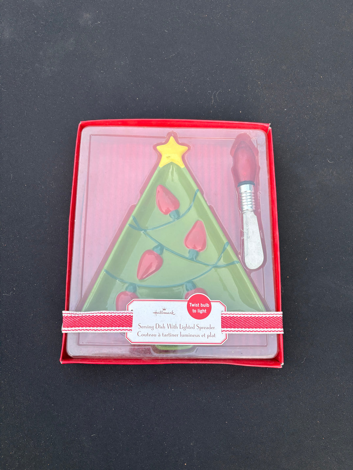 Hallmark Tree Serving Dish with Lighted Bulb Spreader