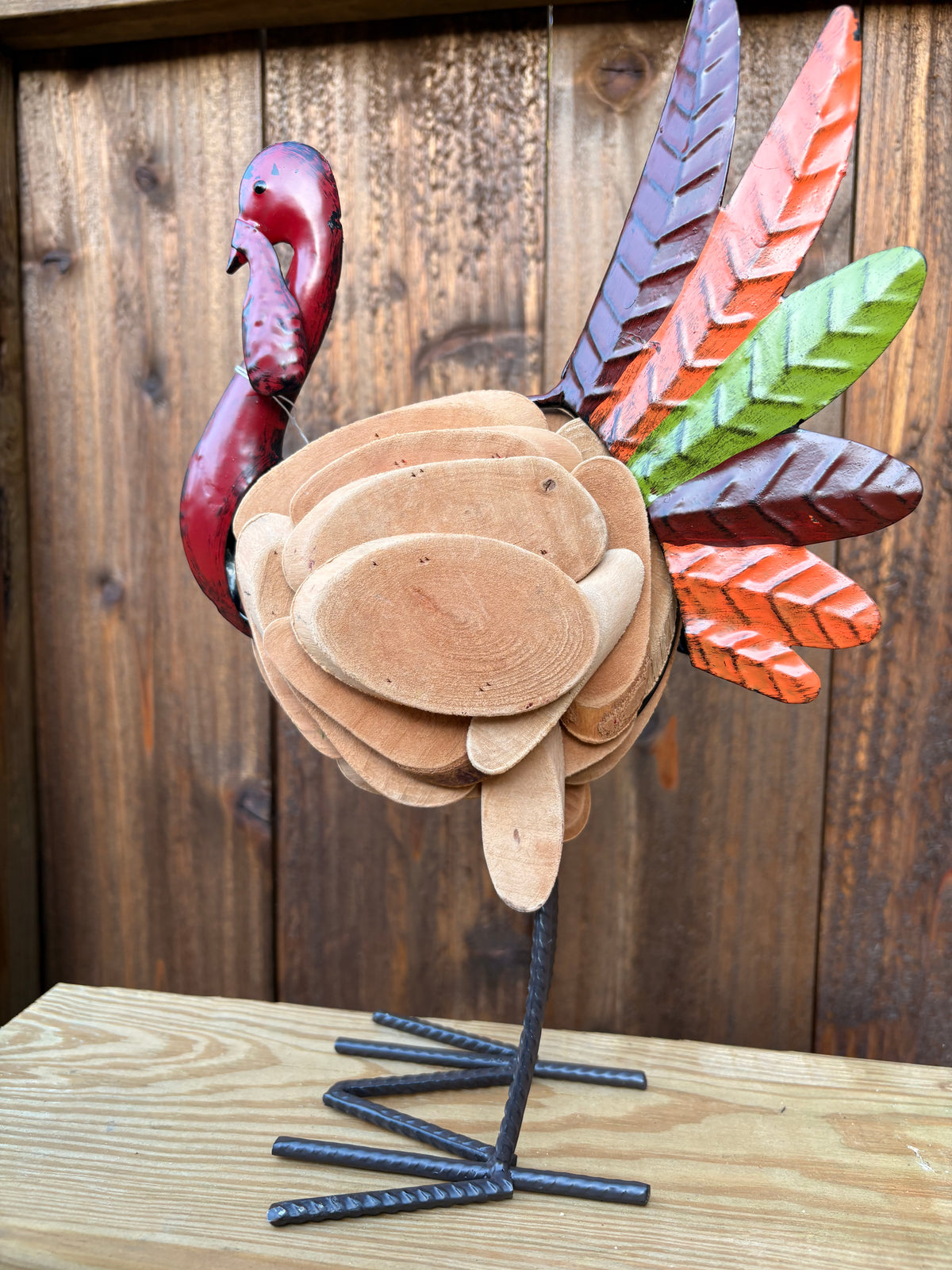 Metal and Driftwood Turkey Centerpiece