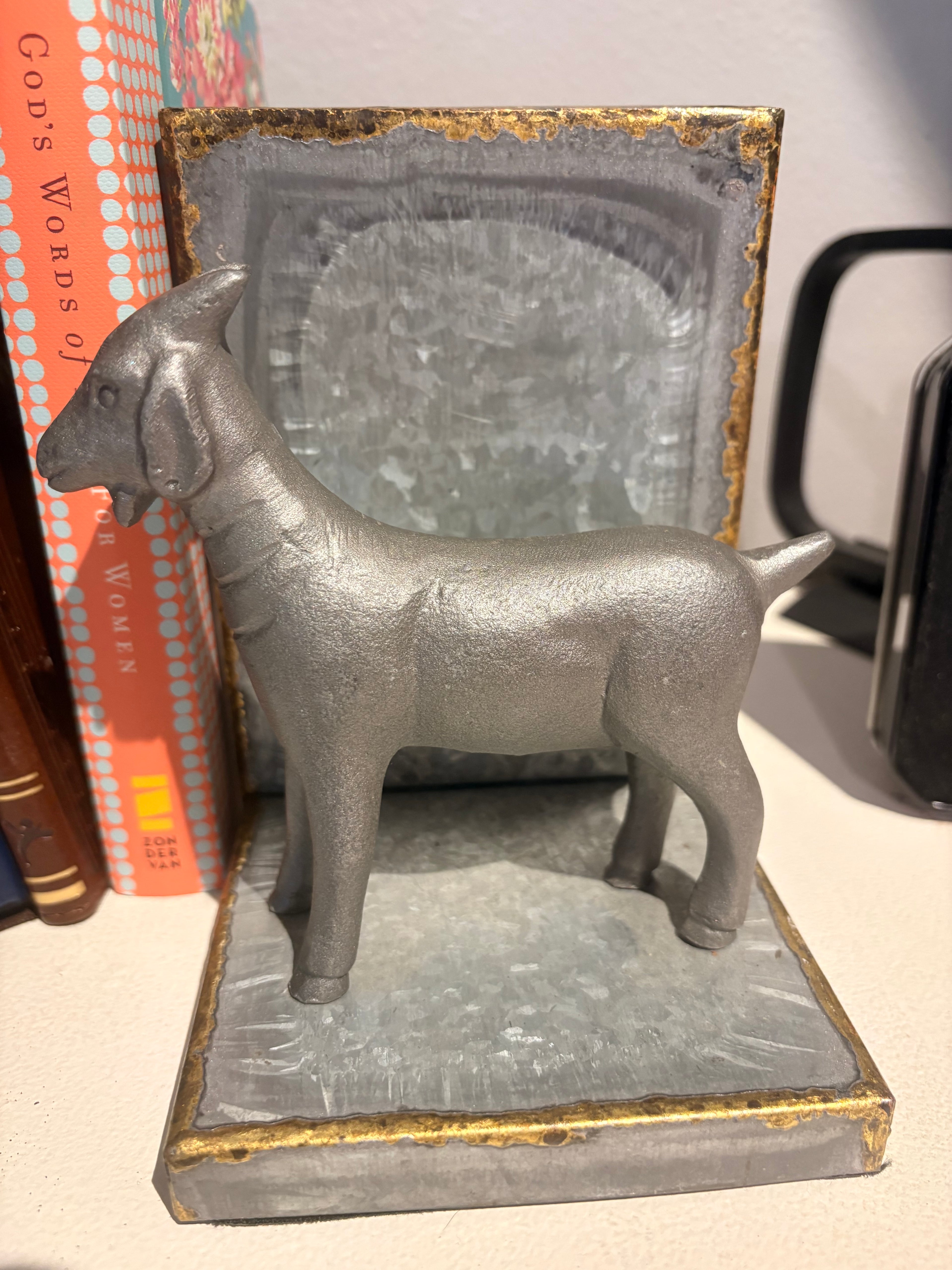 Metal Goat Bookends