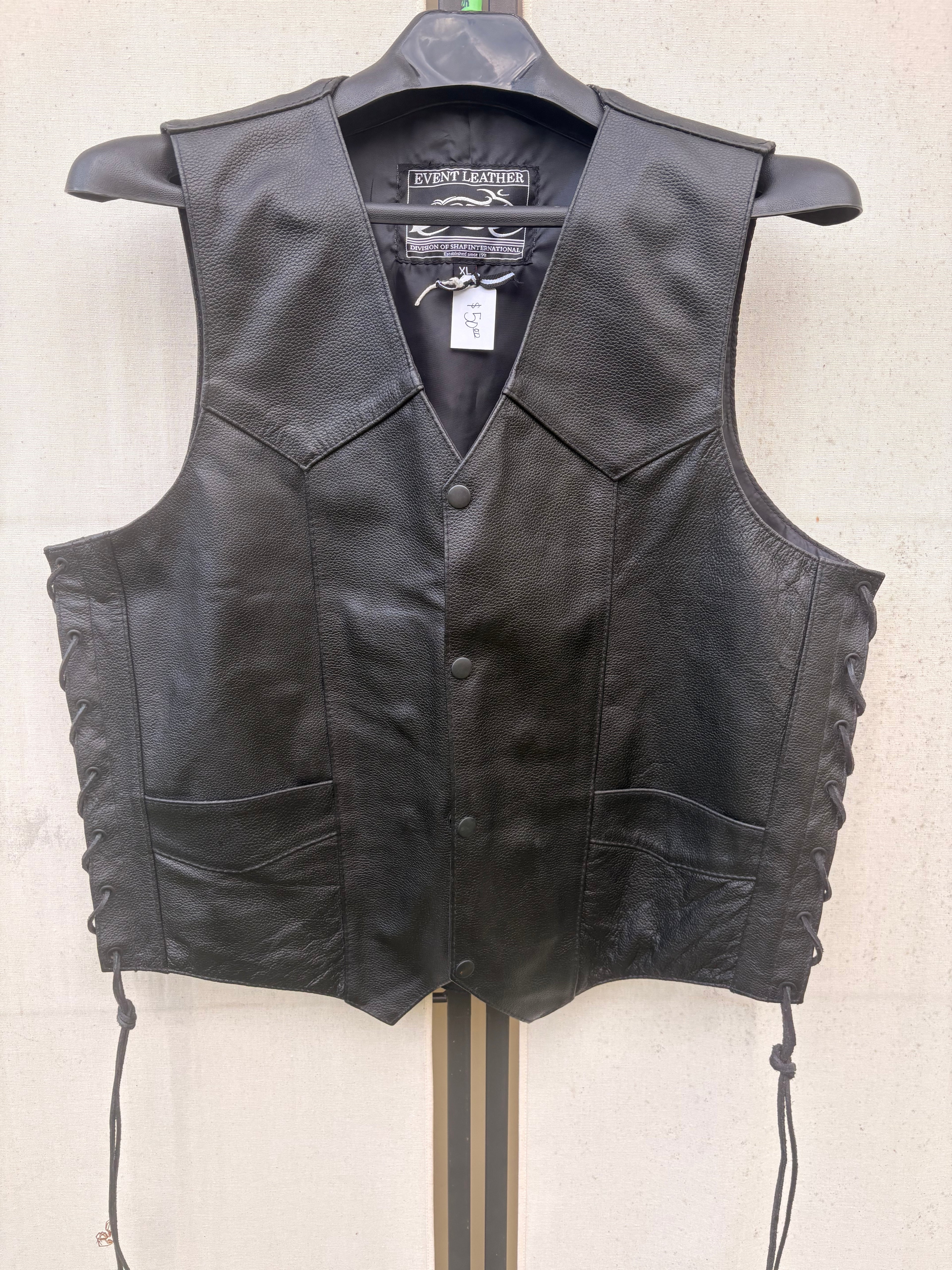 Leather 'Indian Head' Motorcycle Vest