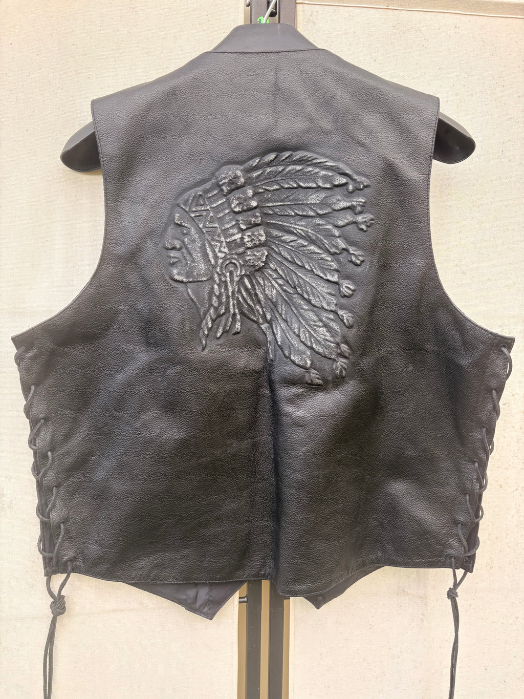 Leather 'Indian Head' Motorcycle Vest