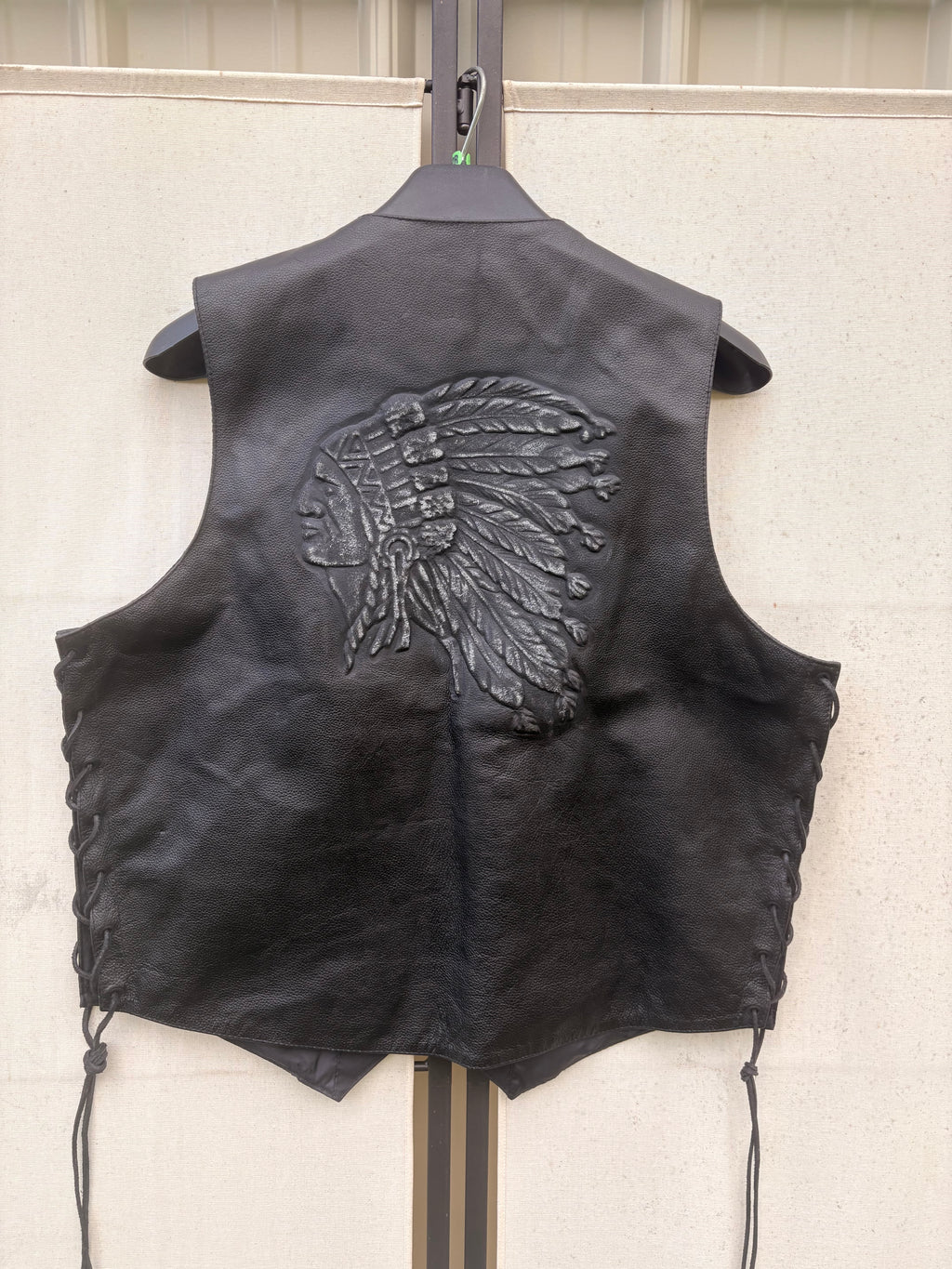 Leather 'Indian Head' Motorcycle Vest