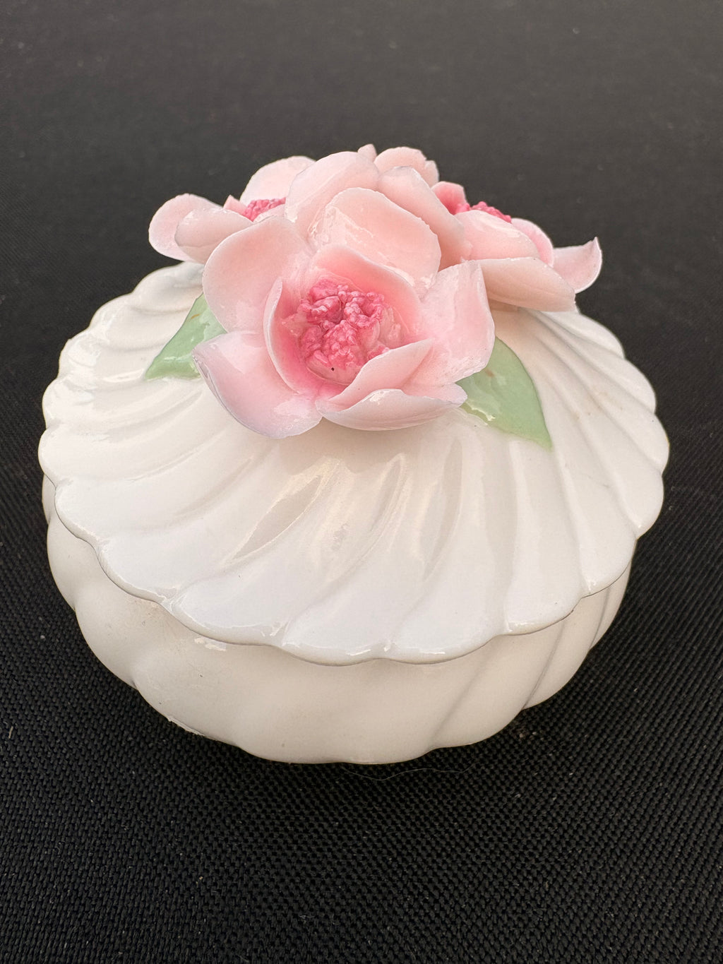 Round Trinket Box with 3D Rose Design