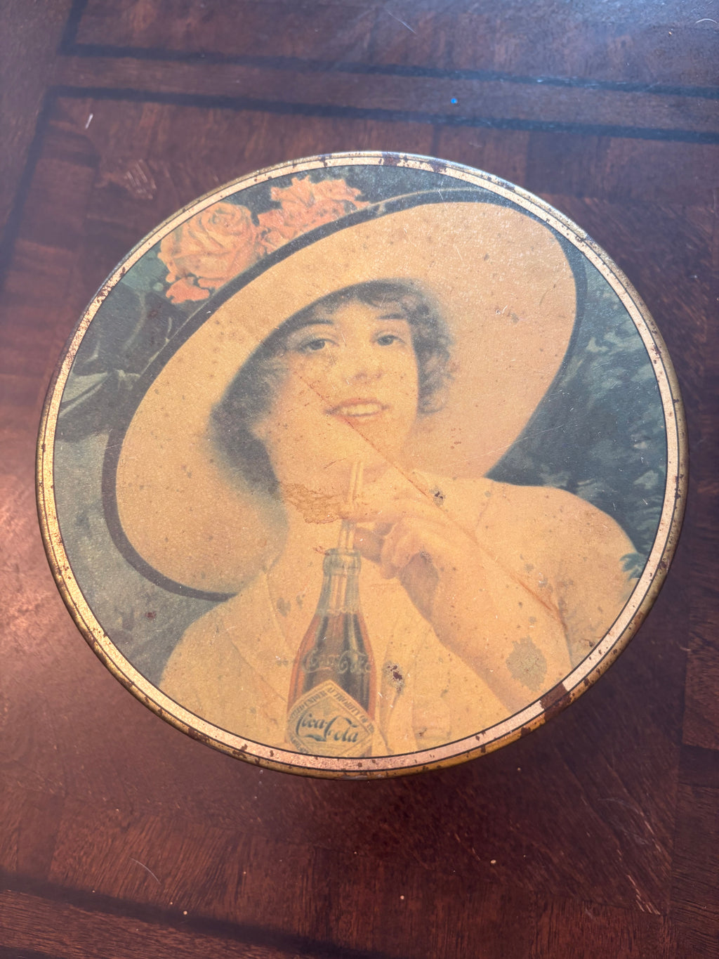Vintage 1980s Bristol Ware Coca-Cola Round Cookie Tin