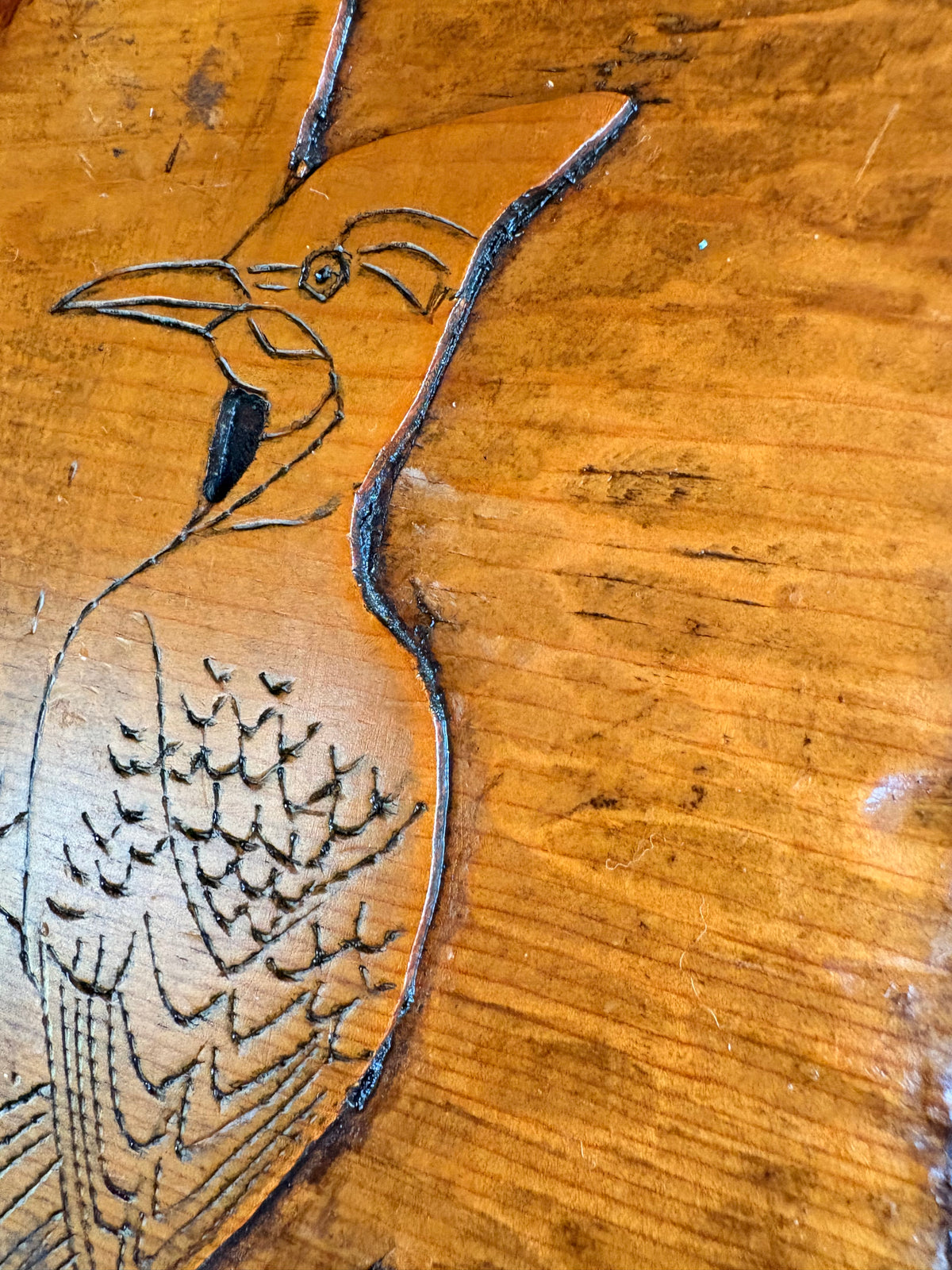 Hand Carved Woodpecker Plaque