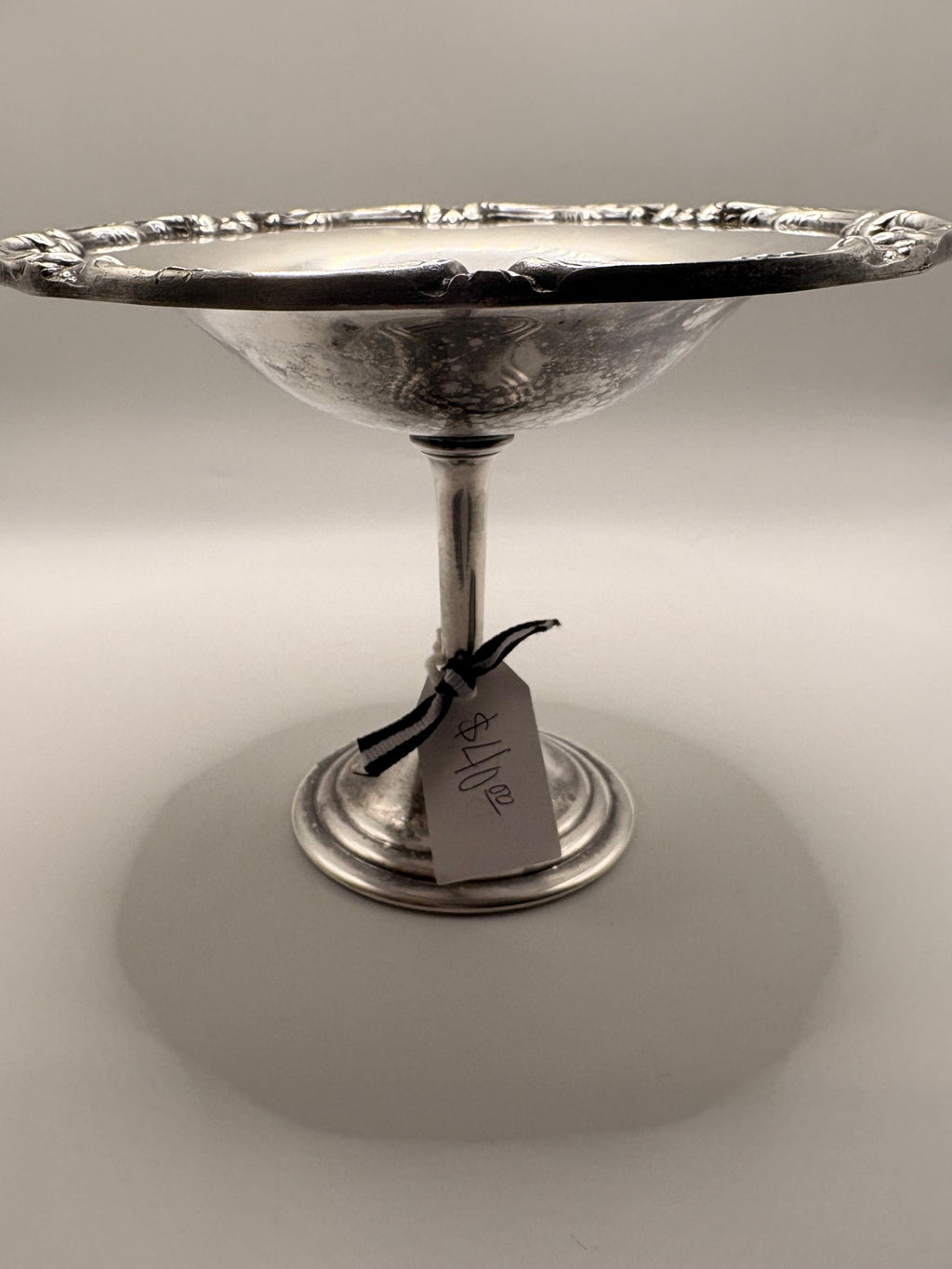 Silver Plated Pedestal Bowl — Vintage Cottage Centerpiece
