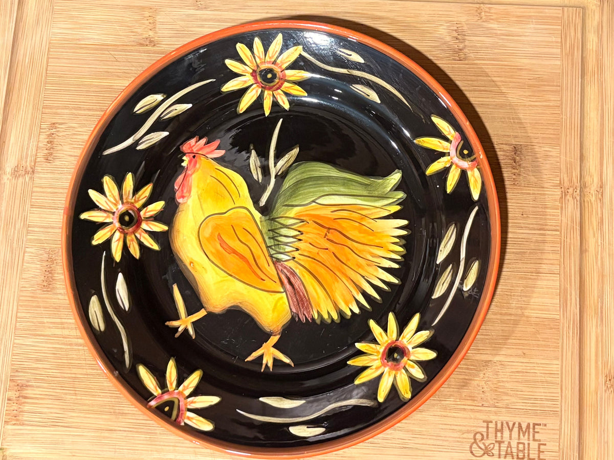 Vintage Rooster and Hen Plate Set