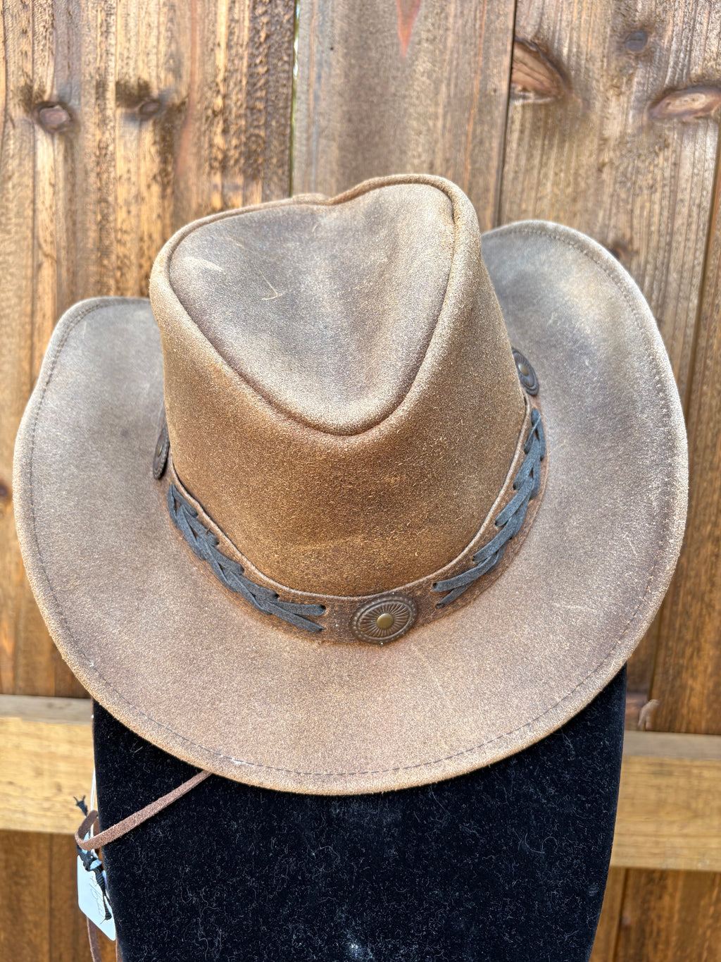 Distressed Leather Cowboy Hat
