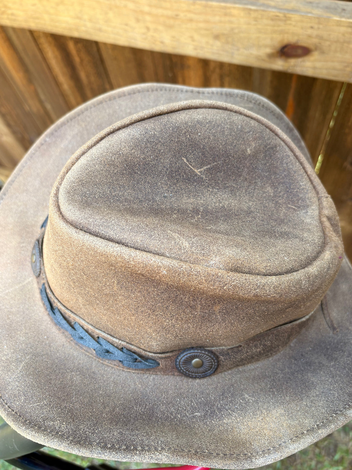 Distressed Leather Cowboy Hat
