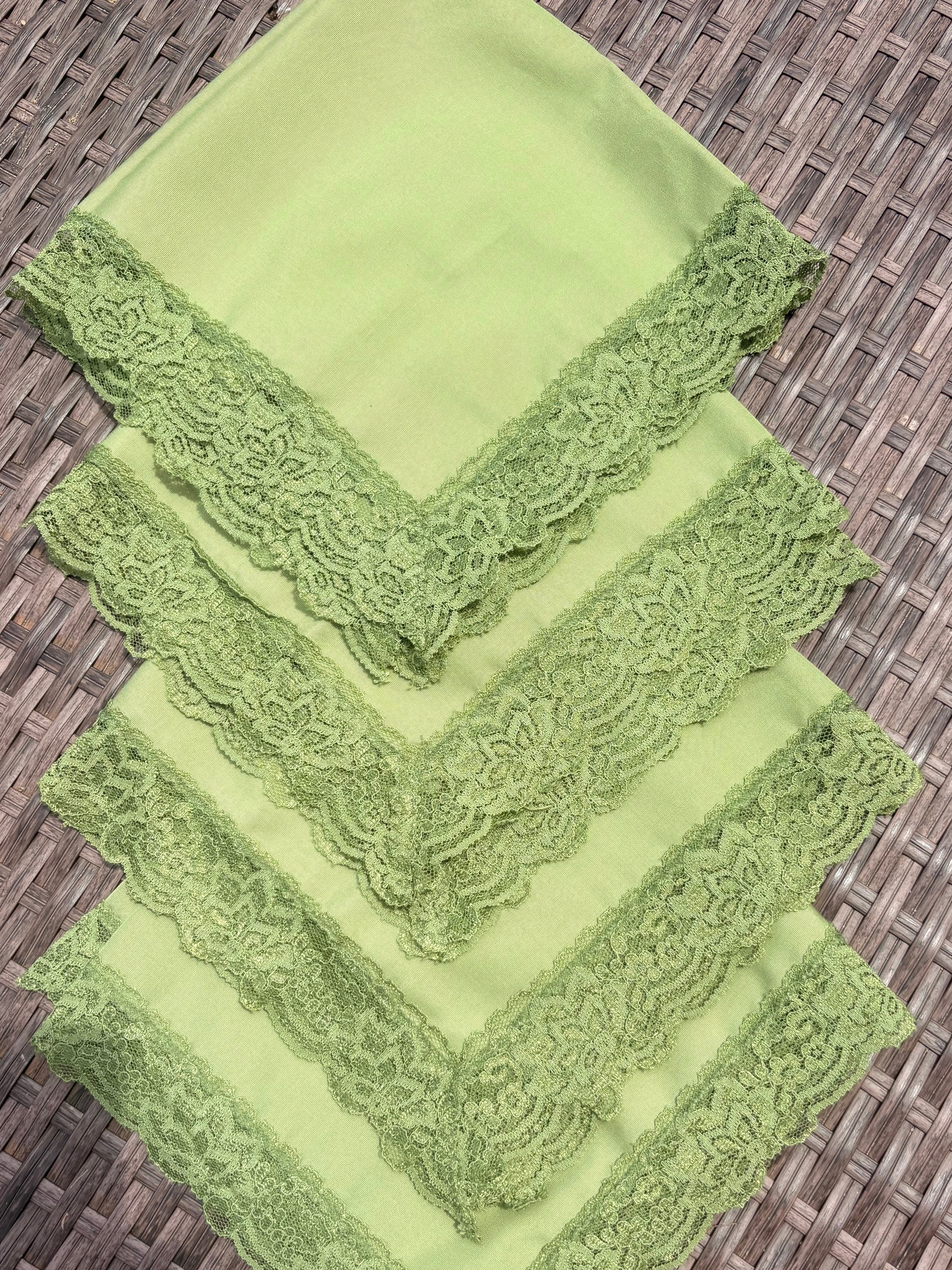Olive Green 1970s Dinner Napkins — Set of 8