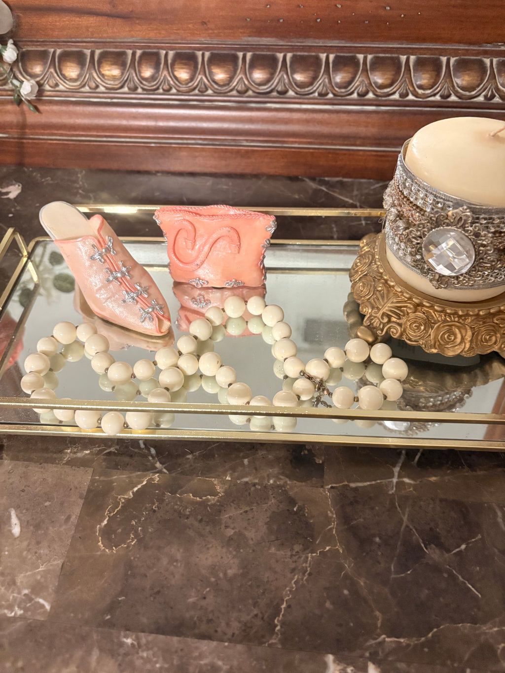 Vintage 1990s Miniature Shoe & Purse Figurine Set