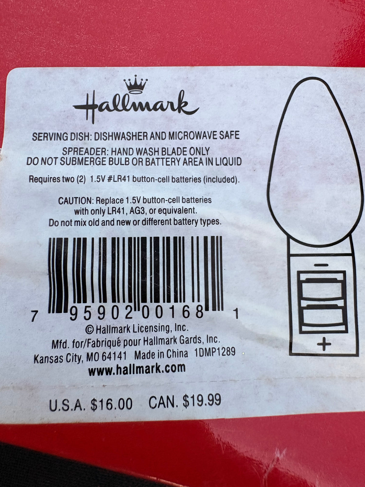 Hallmark Tree Serving Dish with Lighted Bulb Spreader