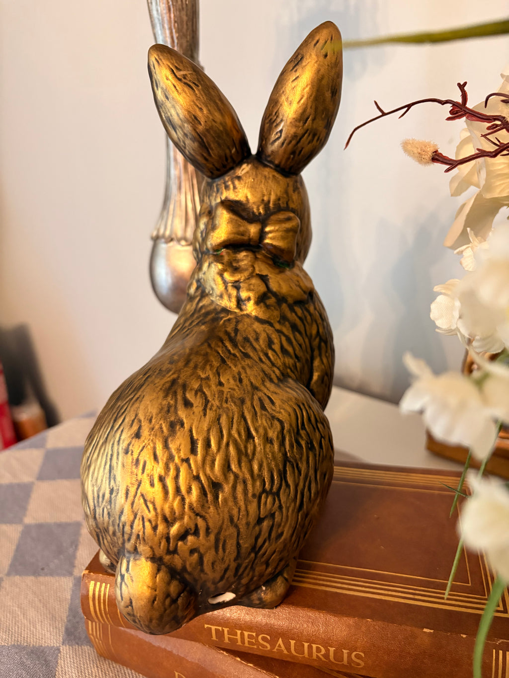 Vintage Bunny Figurine with Antique Gold Makeover