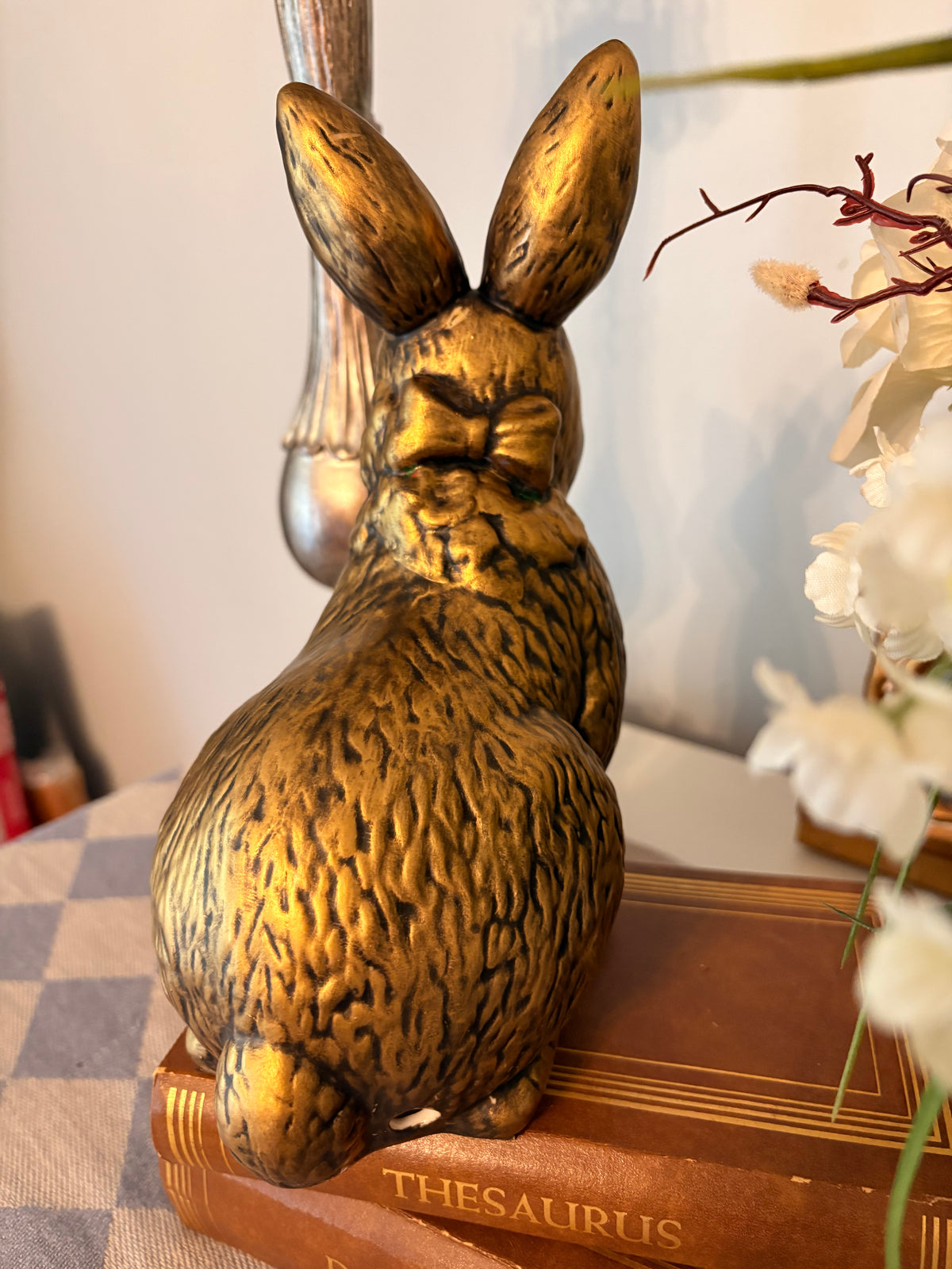 Vintage Bunny Figurine with Antique Gold Makeover