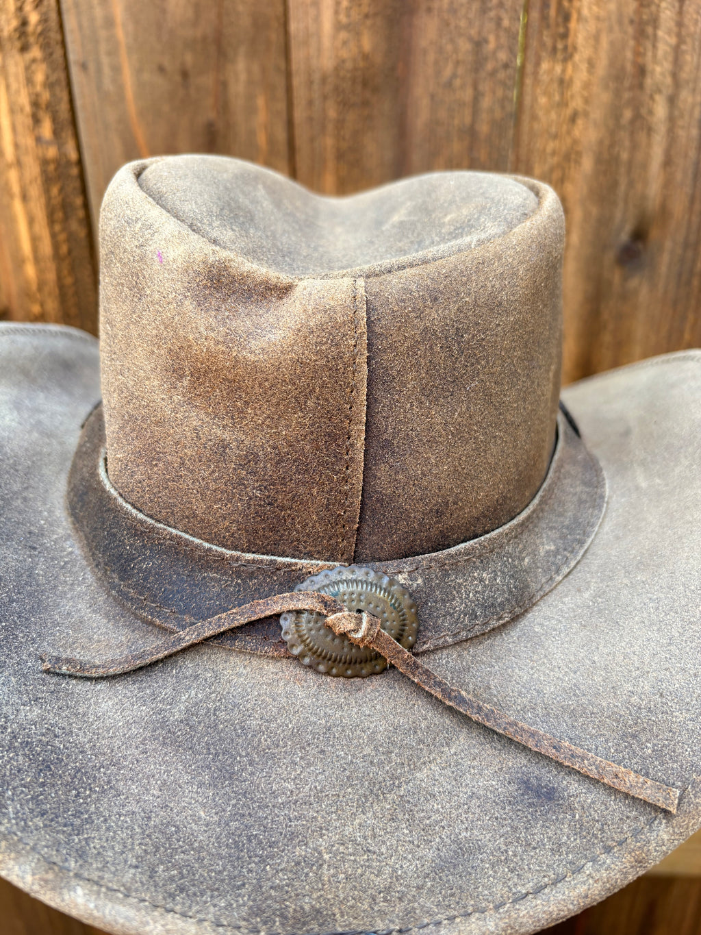 Distressed Leather Cowboy Hat