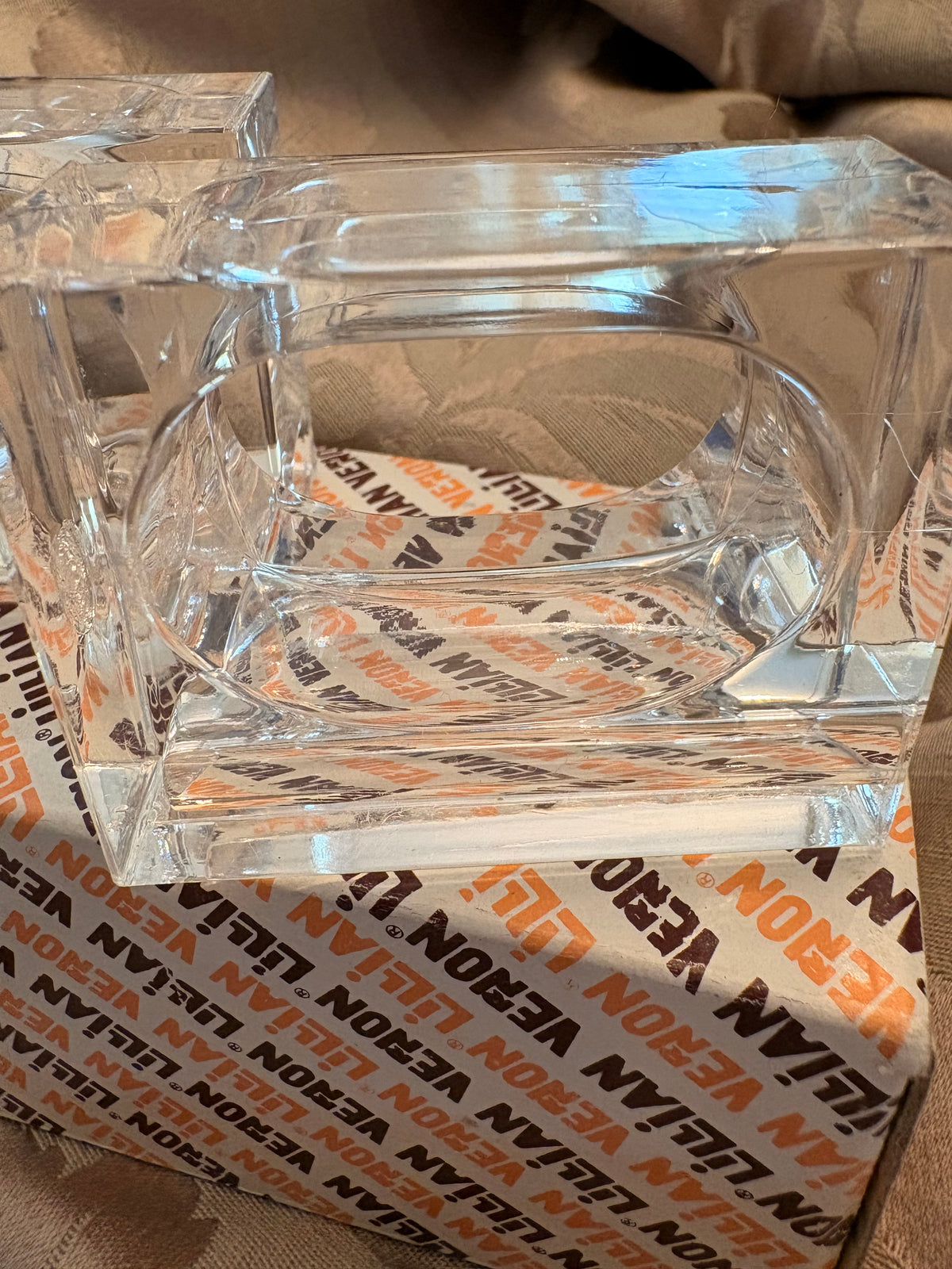 Lillian Vernon Clear Lucite Napkin Rings