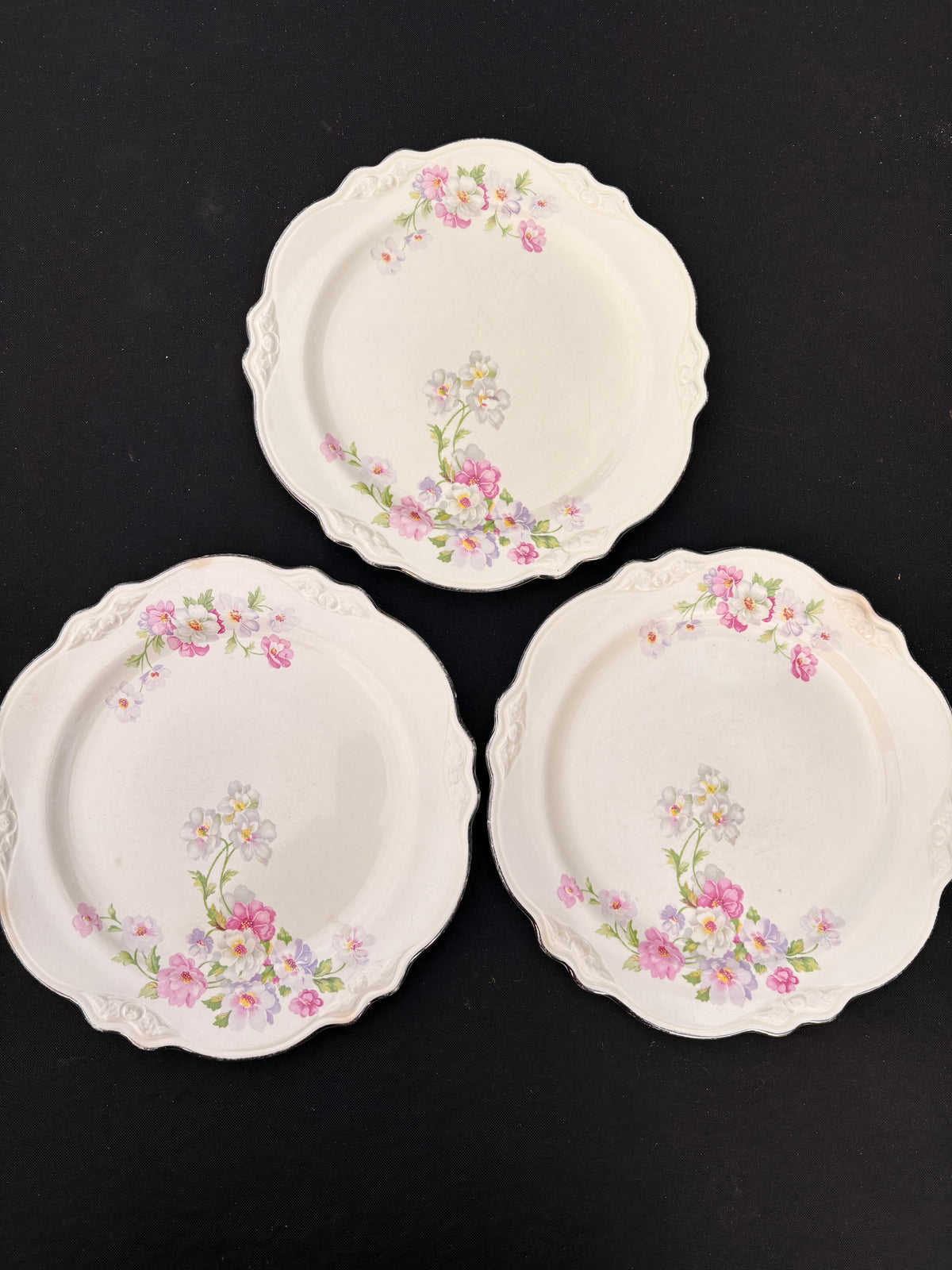 Homer Laughlin Virginia Rose Dinner Plates, Set of 3
