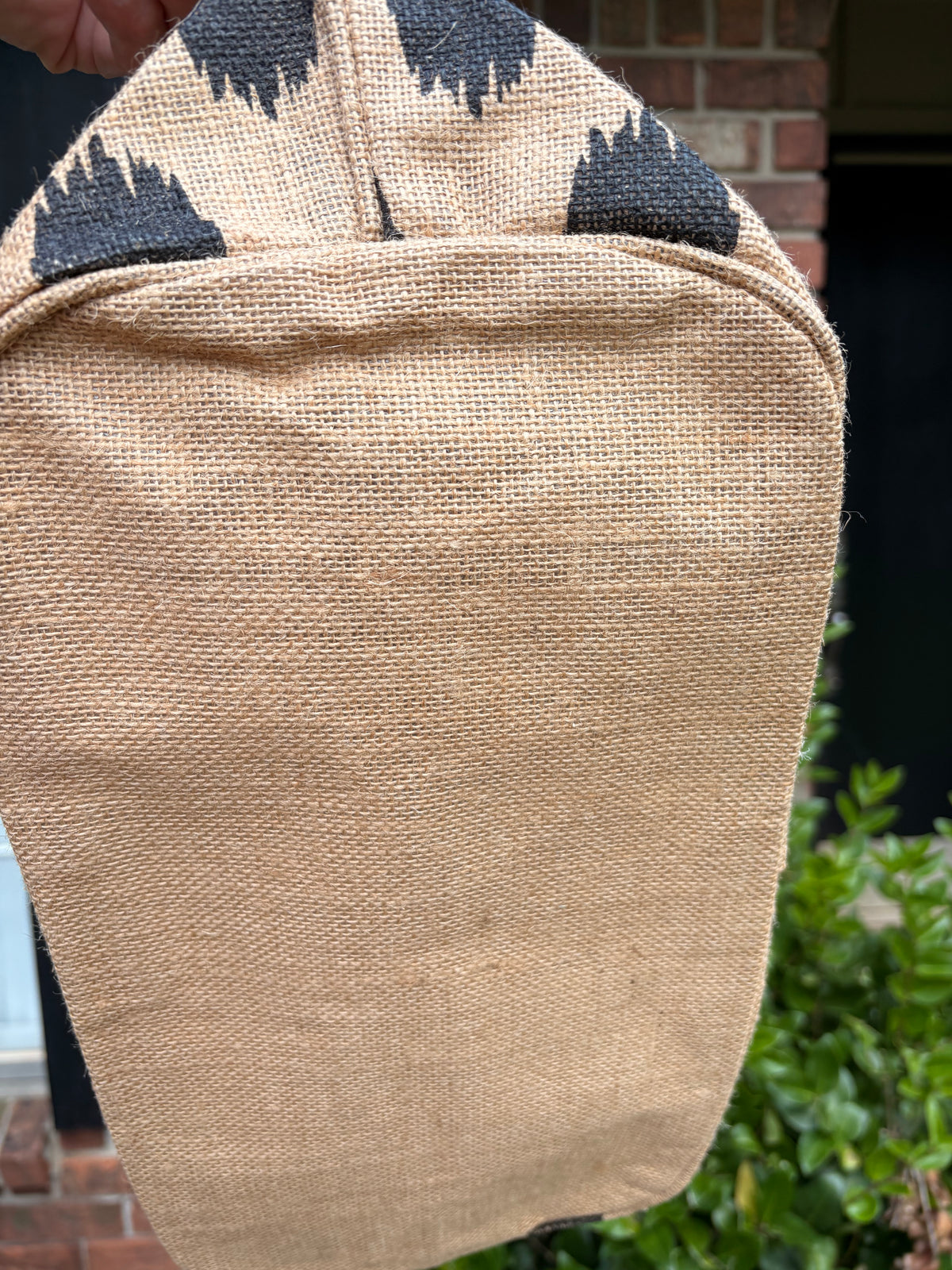 Mud Pie Ikat Polka Dot Burlap Tote Bag
